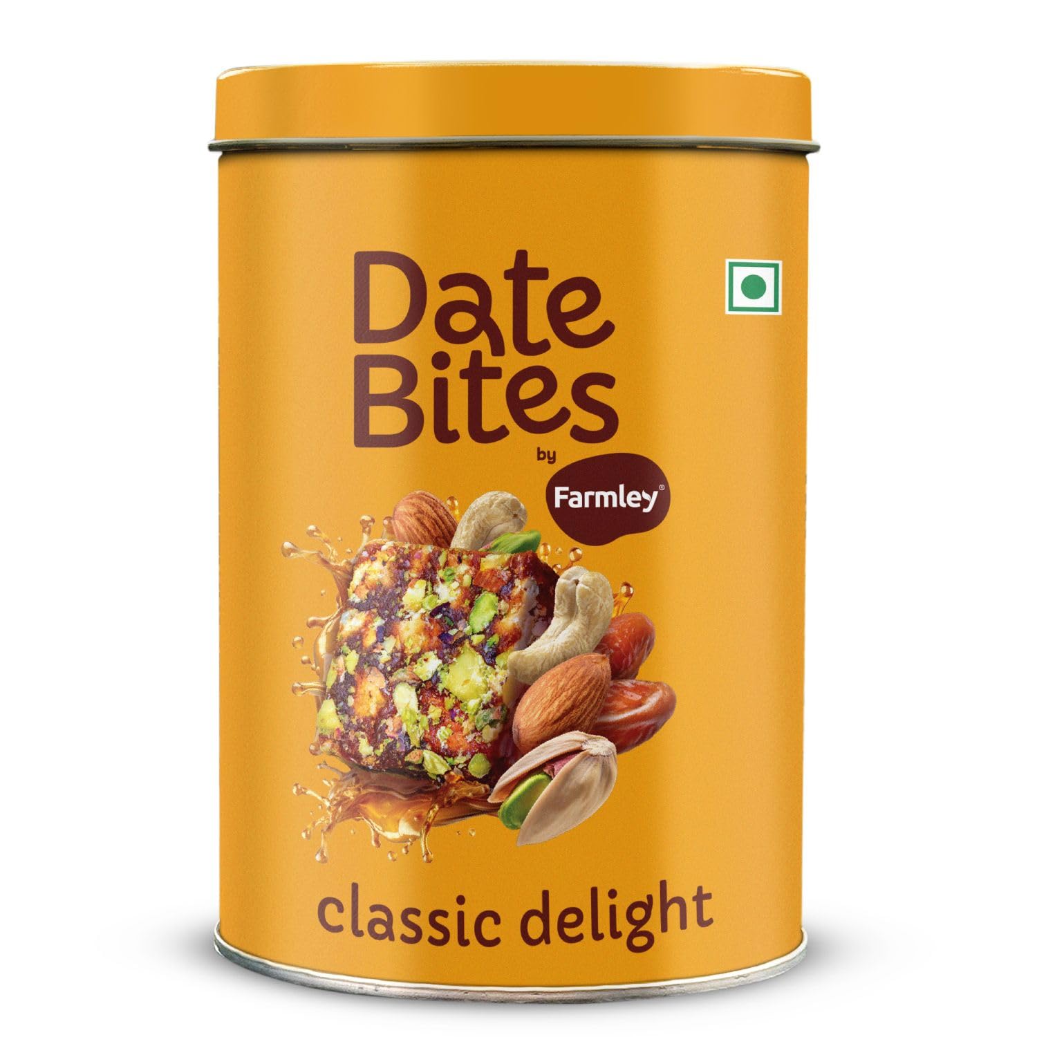 Farmley Classic Date Bites 180/200g (Pack of 1) - Healthy Snack Made with Dates, Pistachios, Cashews, Almonds, Honey & Pure Ghee | Gluten-Free, No Added Sugar | Perfect for Energy Boost, Office Snacks & Healthy Desserts