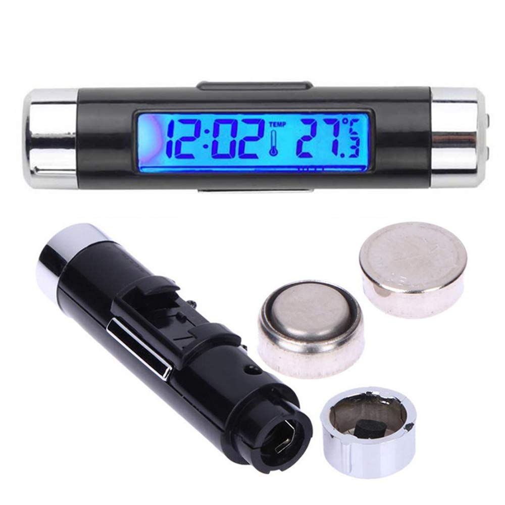 BOOMBOOST - 3-in-1 Car Accessory with Calendar, Clock & Temperature Display - Blue Backlit for Night Driving - Perfect for Dashboard Organization & Time Management
