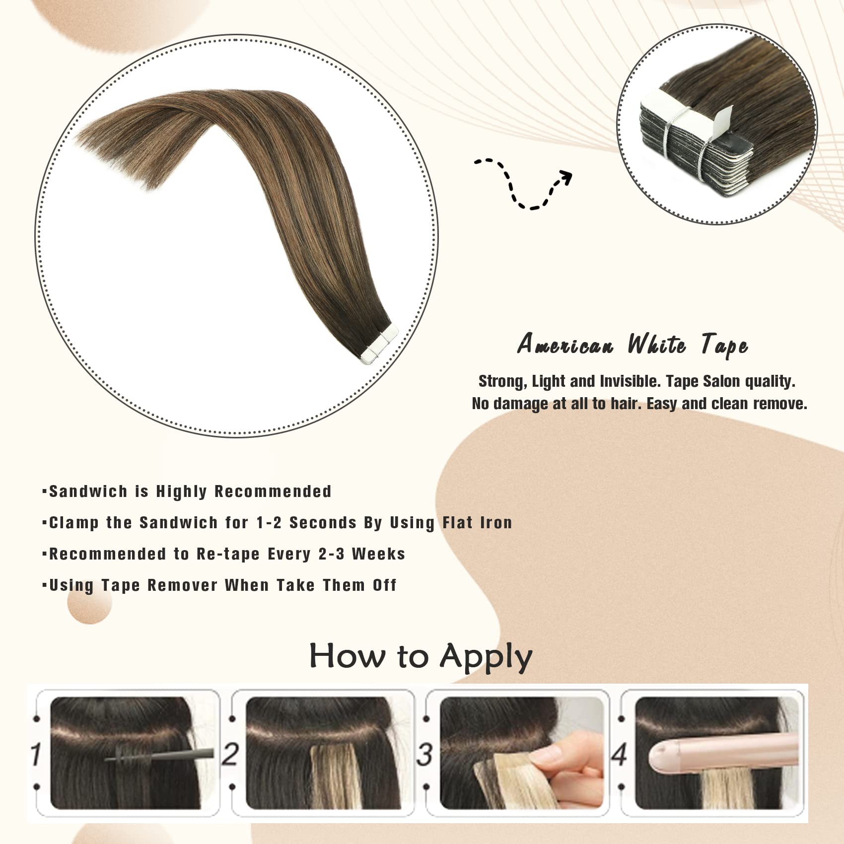 Ombre Black to Brown Tape-In Human Hair Extensions - 20pcs 22In 50g 100% Natural Silky Straight Hair for Women | Perfect for Daily Wear, Parties & Special Occasions