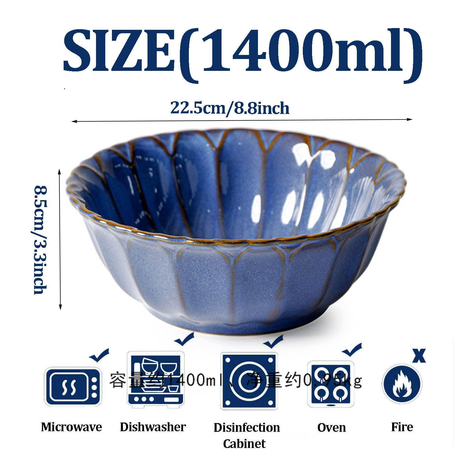 9 Inch Lotus Shaped Cereal Bowls - Microwave & Oven Safe Rice Bowls, Dishwasher Safe Easy Clean Bowls for Cereal, Salad, Soup - Perfect for Breakfast, Dining, Kitchen & Party Serving