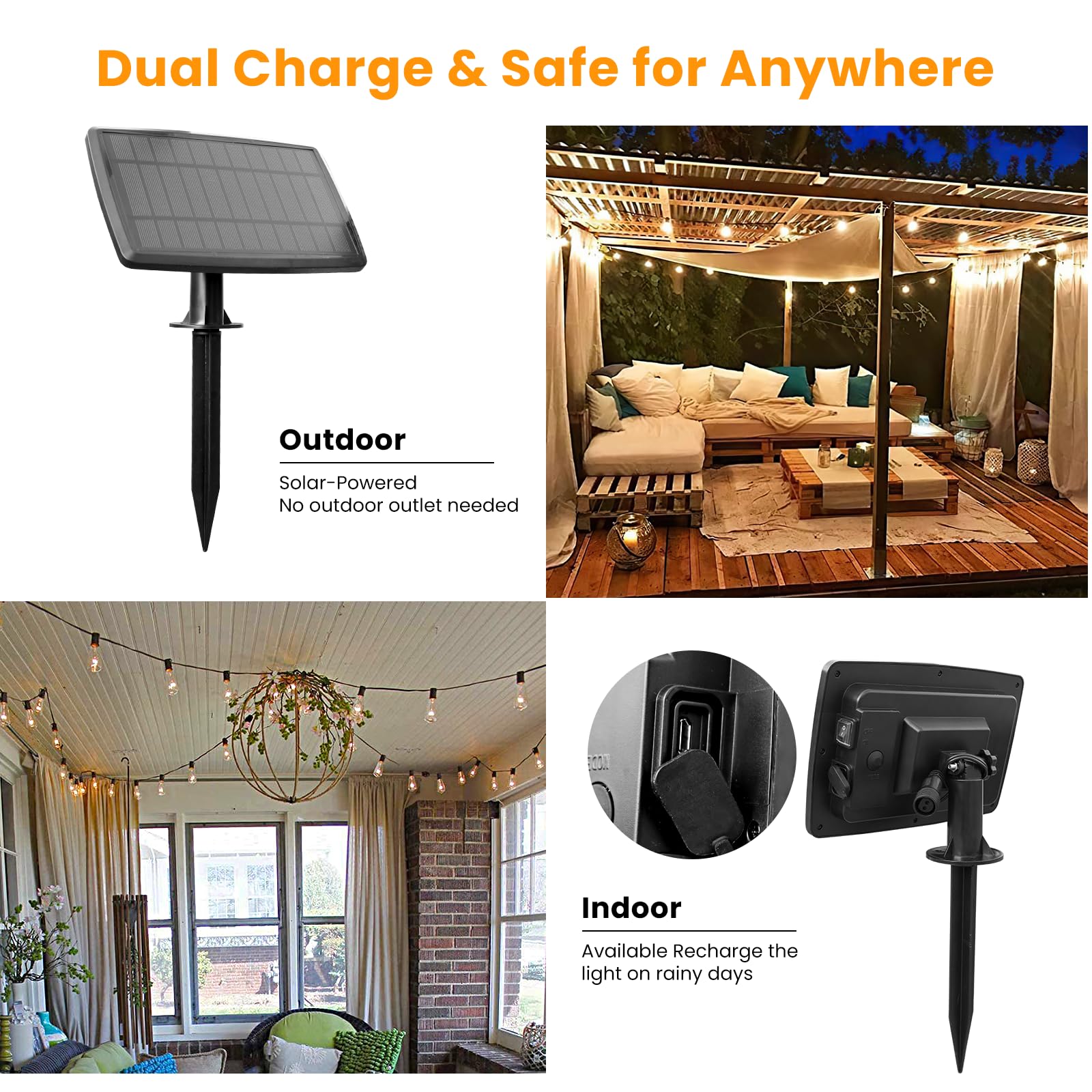 100FT Solar String Lights Outdoor Waterproof - Remote Control & 32 Dimmable ST38 Edison Bulbs - Shatterproof Solar Powered Fairy Lights for Garden, Backyard, Patio - Perfect for Weddings, Parties & Outdoor Decor