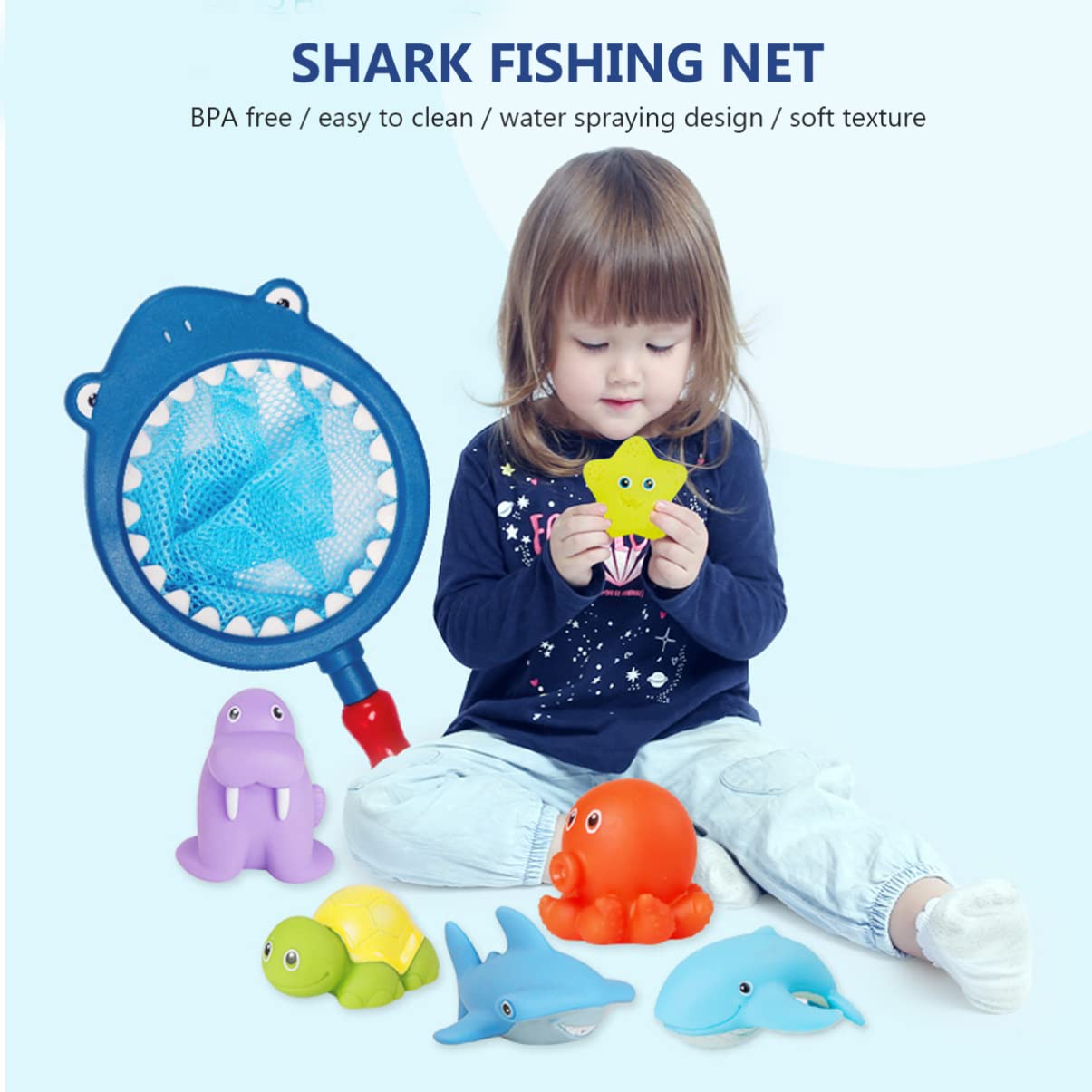 6pcs Funny Fountain Bath Toys for Kids - Water Play & Bathtime Fun - Blue MOLUCKFU Bathing Accessories | Perfect for Pool, Beach & Outdoor Water Activities
