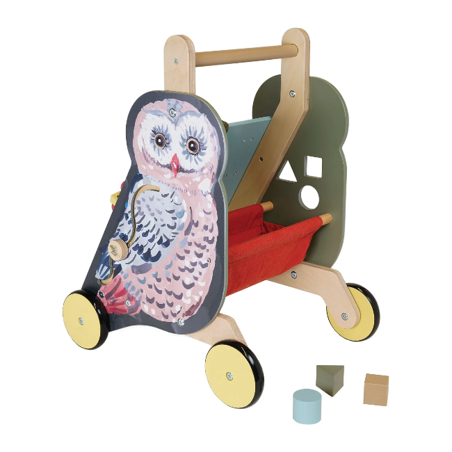 Manhattan Toy Wildwoods Owl Push Cart - Wooden Toddler Push Toy for Kids Ages 1-3 | Perfect for Indoor & Outdoor Play, Early Walking Development & Imaginative Play