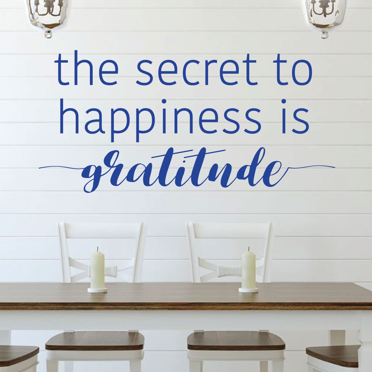 Family Wall Decal - The Secret To Happiness Is Gratitude - Removable Vinyl Art Sticker for Living Room, Bedroom, Nursery & Home Decor | Perfect for Housewarming Gifts & Wall Art Inspiration