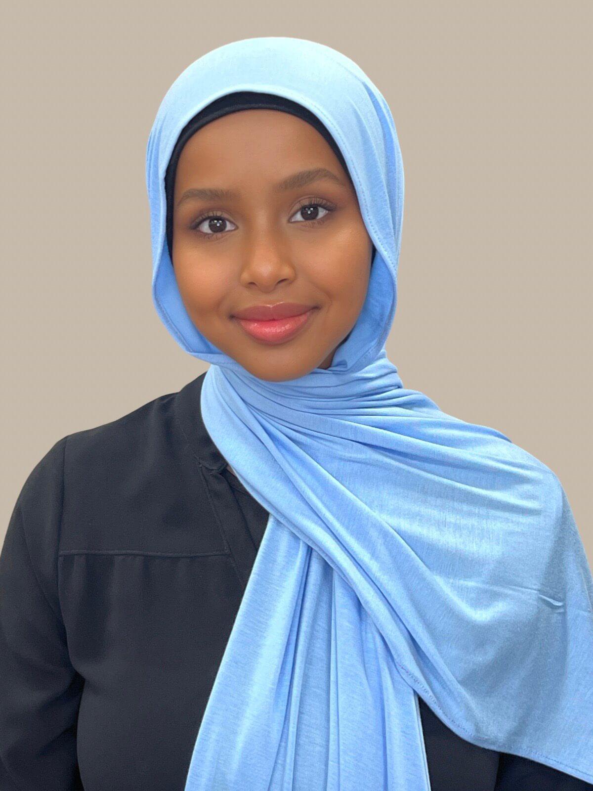 Classic Jersey Hijab Baby Blue - Soft & Comfortable Muslim Headscarf for Women - Perfect for Daily Wear, Prayer, and Modest Fashion