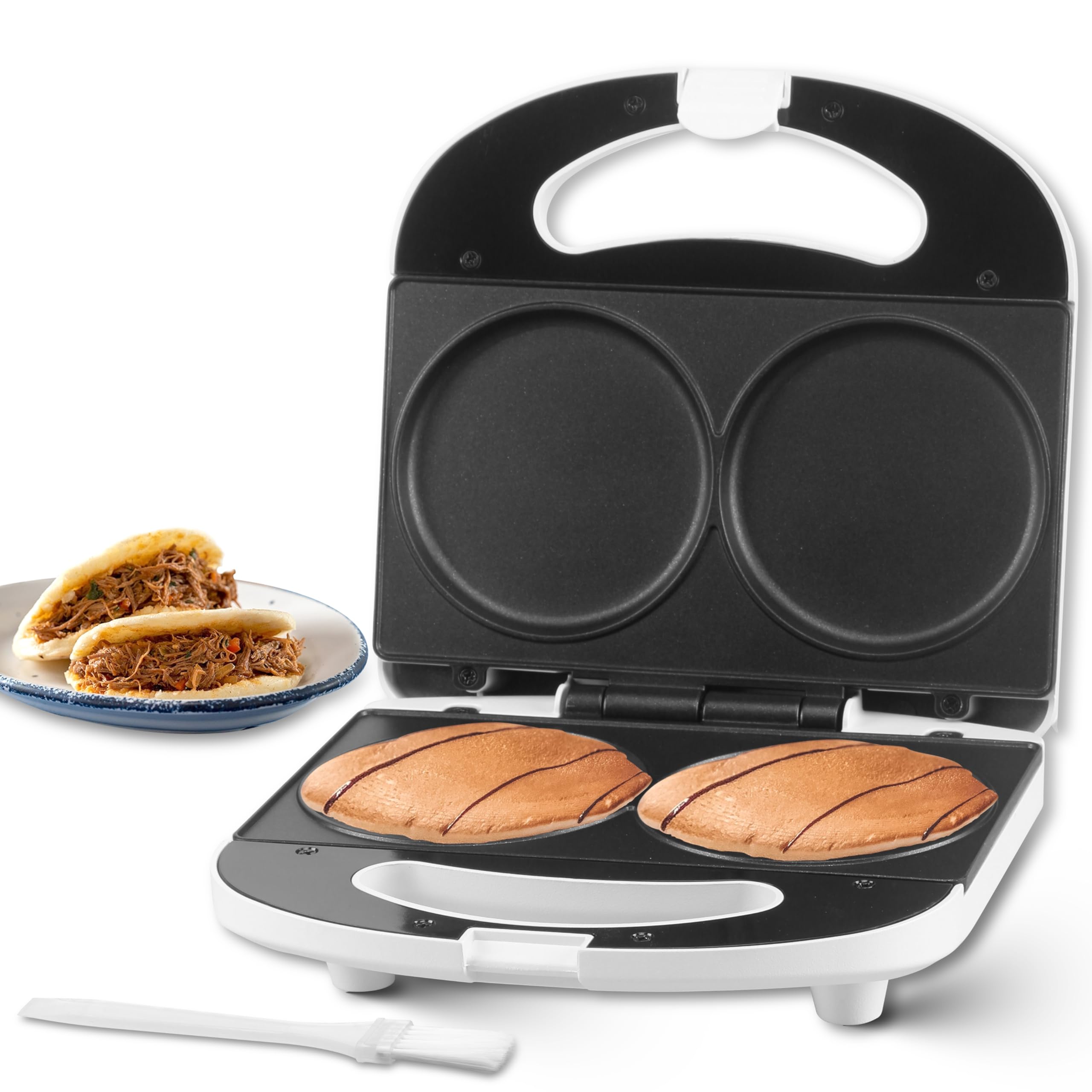 SugarWhisk Double Pancake Maker - Non-Stick Electric Crepe and Pancake Griddle - Perfect for Breakfast, Brunch, and Family Gatherings