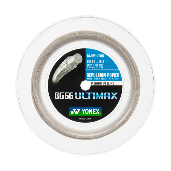 Yonex BG 66 Ultimax Badminton String [200m Reel] - High Performance Badminton Racket String for Professional Players - Perfect for Tournament Play & Training Sessions