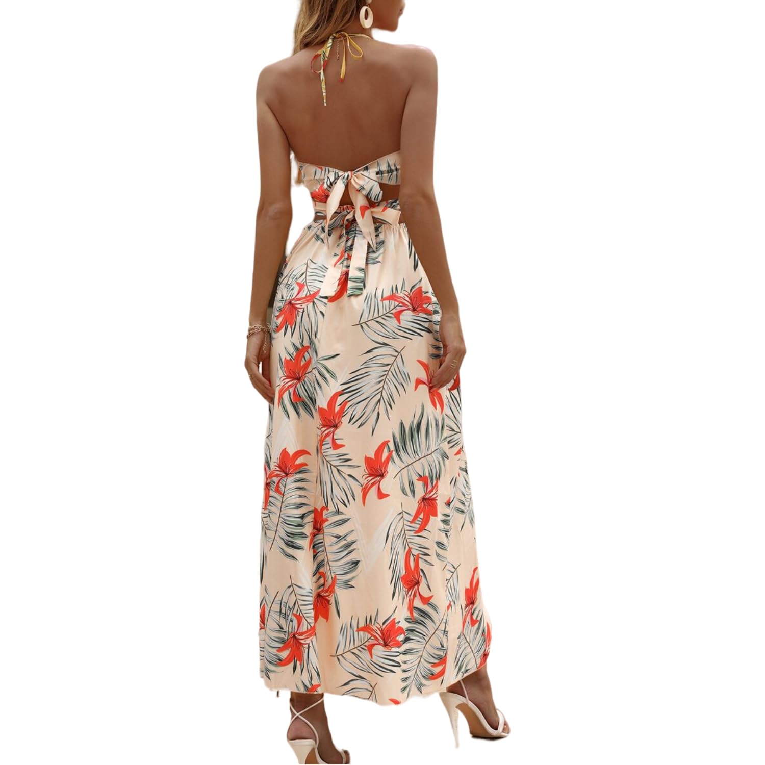 Women's Floral V-Neck Maxi Dress for Summer - Lightweight, Flowy & Comfortable - Perfect for Beach Vacations, Outdoor Parties & Casual Wear