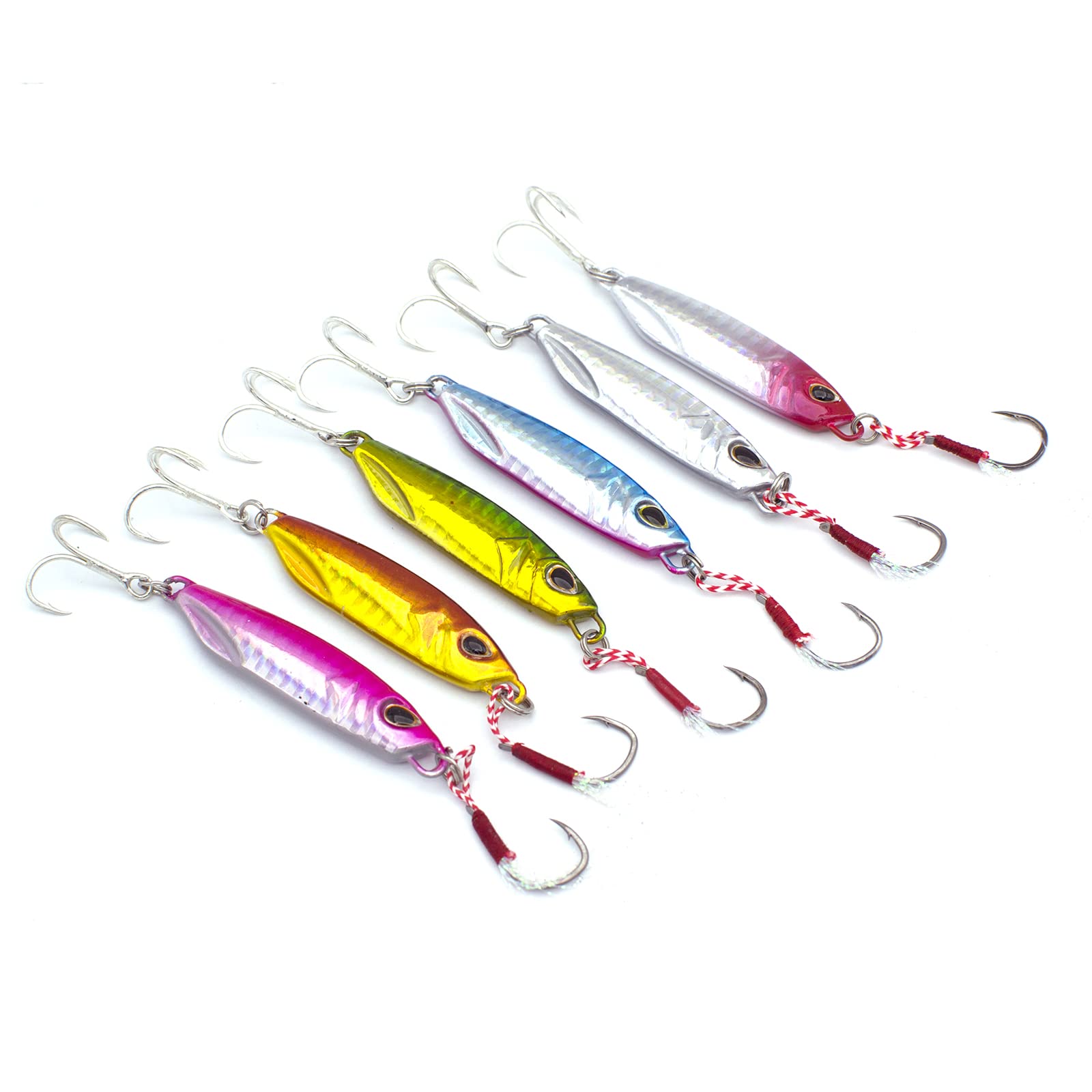 Premium 30g Slow Jigging Lures for Tuna, Kingfish, Grouper & Bass - 7PCS/6PCS Metal Jigs with Treble & Assist Hooks - Ideal for Offshore Fishing & Deep Sea Angling Adventures