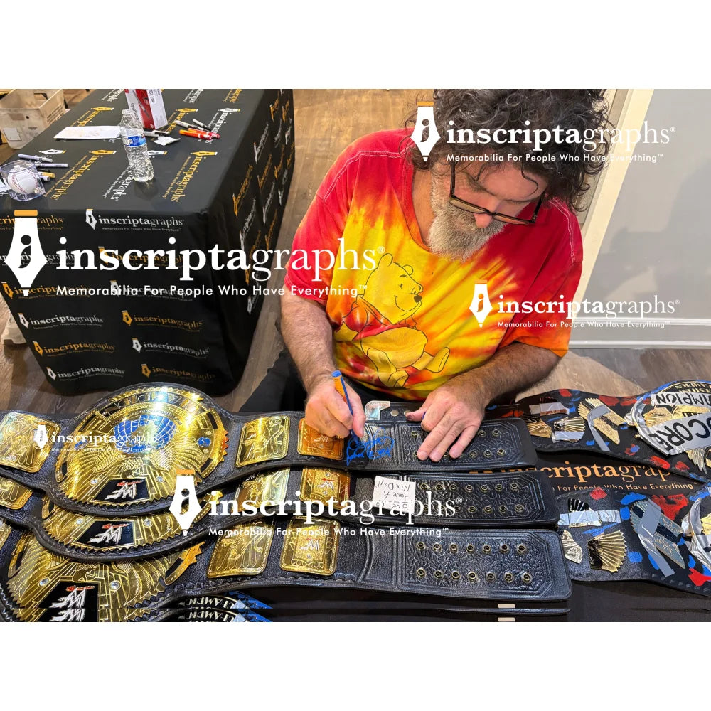 Authentic Mick Foley Autographed WWE WWF Attitude Era Championship Belt - Signed with JSA COA & Personal Inscription - Perfect for Wrestling Memorabilia Collectors & Display