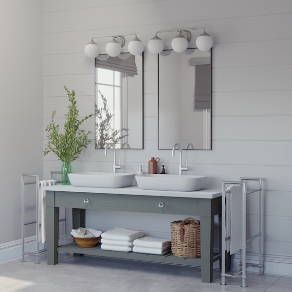 Hunter Hepburn 3-Light Brushed Nickel Bathroom Vanity Light Fixture - Perfect for Modern Bathrooms, Powder Rooms & Dressing Areas