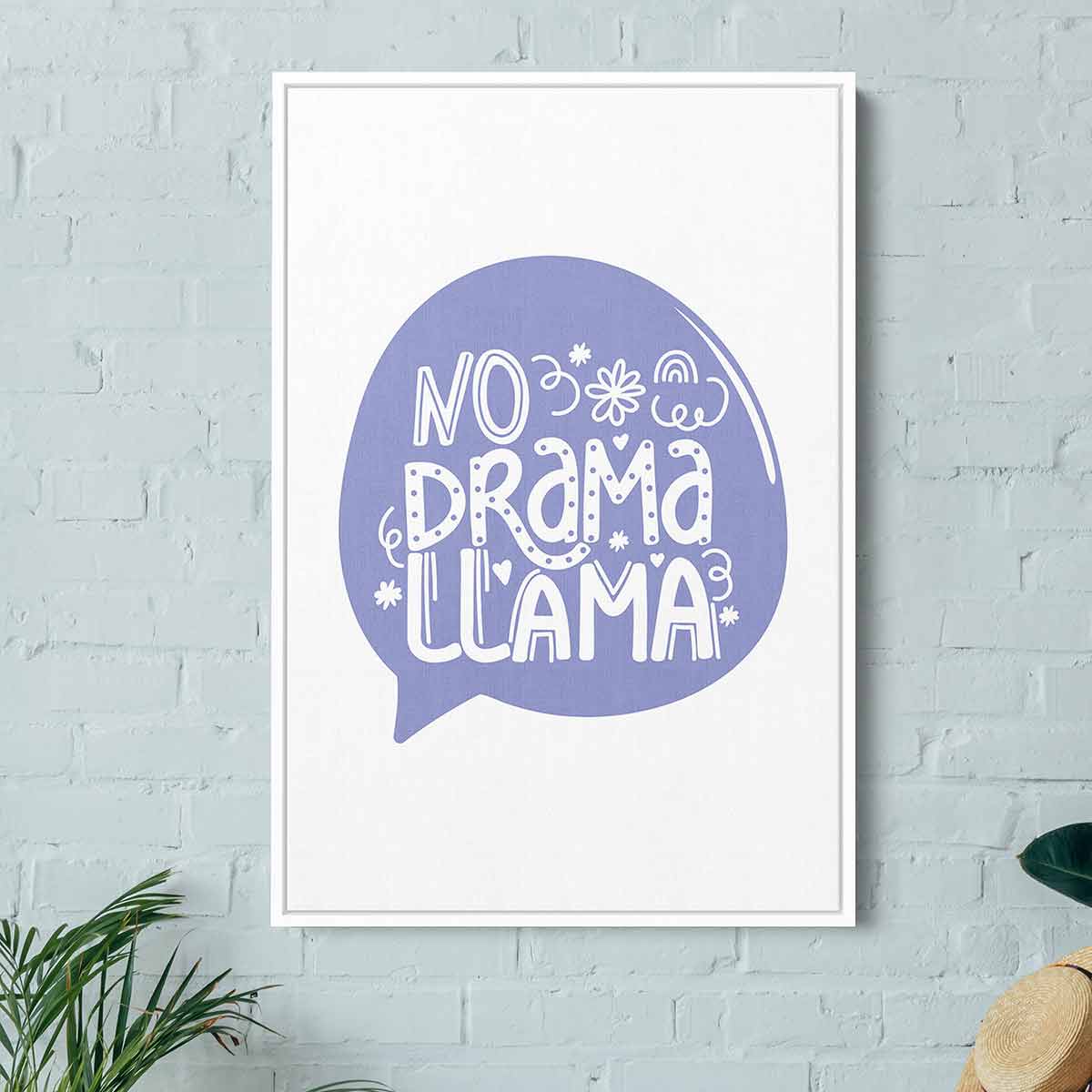 Purple No Drama Llama Wall Art Canvas Print - 17x56 Inch Boho Home Decor for Living Room, Bedroom & Nursery