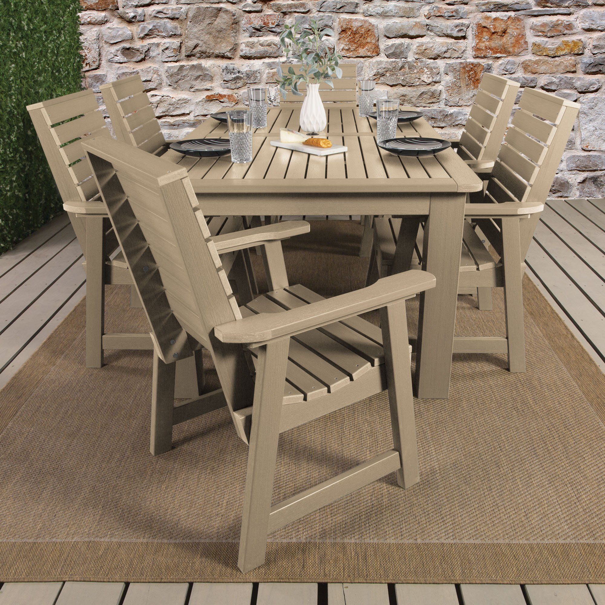 Weatherly 7-Piece Rectangular Dining Set 42x72 Inches - Outdoor Patio Furniture for Backyard, Garden & Poolside Dining