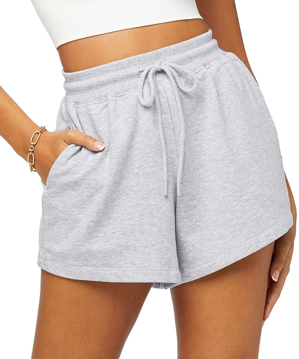 Microbud-VYa Women's High Waisted Sweat Shorts - Summer Athletic Gym Shorts with Elastic Waistband for Running, Workout & Casual Wear | Comfortable & Breathable for Sports, Yoga & Daily Activities