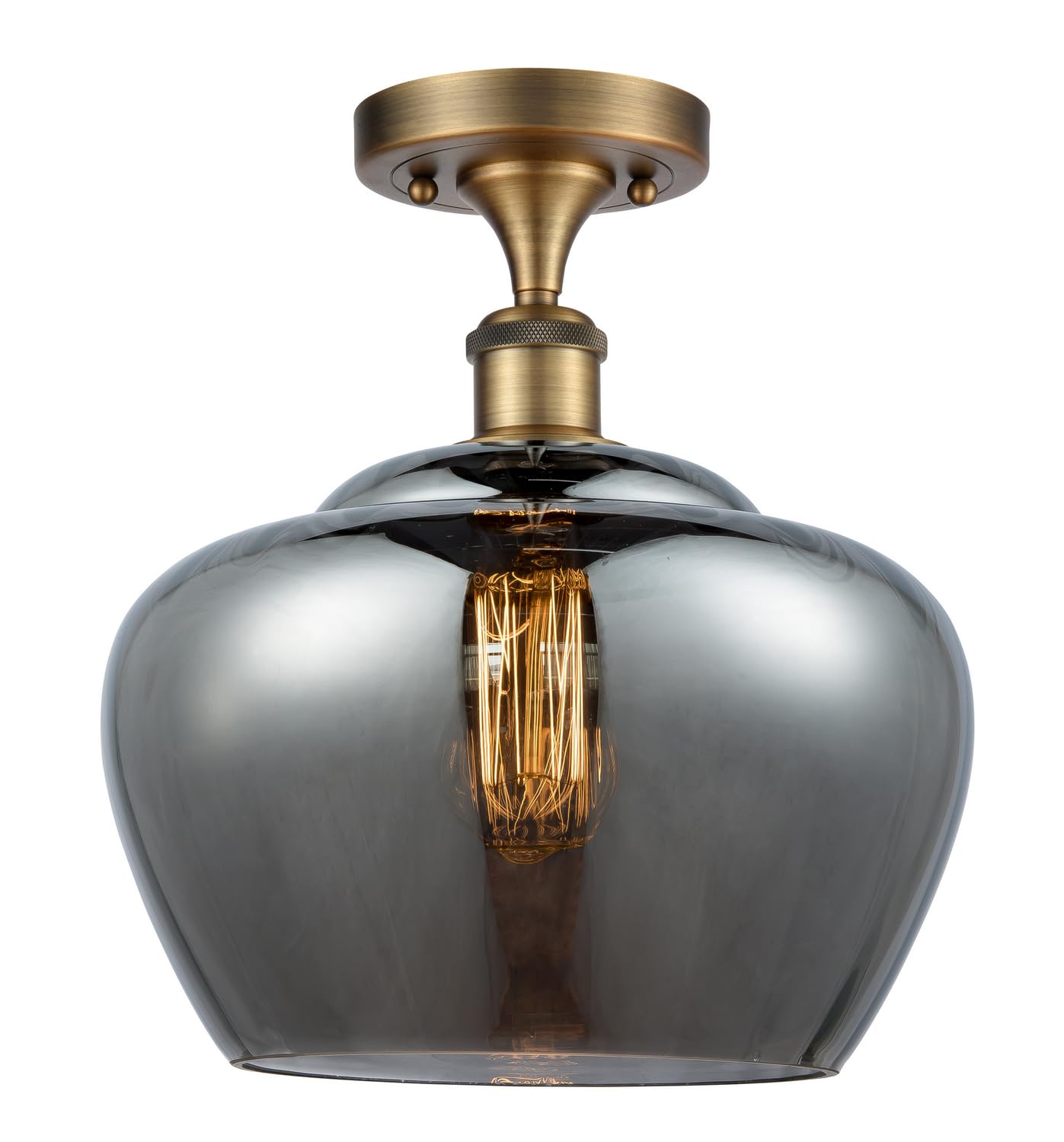 Innovative 516-1C-BB-G93-L-LED Large Fenton 1 Light Semi-Flush Mount Ceiling Light - Brushed Brass Finish - Ballston Collection - Perfect for Living Room, Bedroom & Hallway Lighting