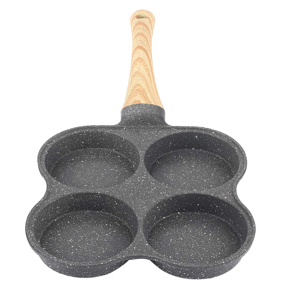 Non-Stick 4-Hole Pancake Pan - Maifan Stone Coating Omelet Maker for Breakfast, Perfect for Home Kitchen & Camping Cooking