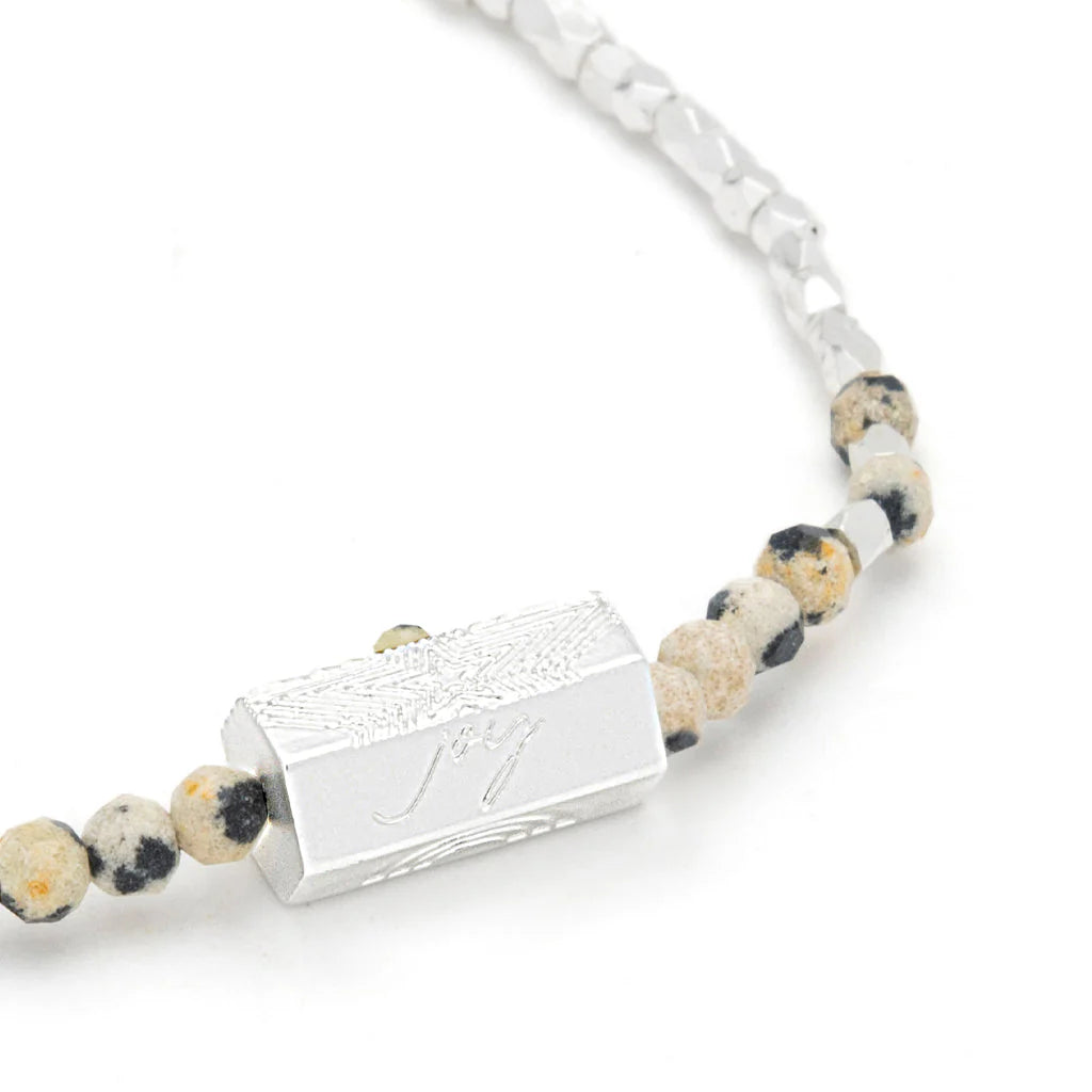 Joy Stella Bracelet in Dalmatian Silver - Elegant Adjustable Charm Bracelet for Women, Perfect for Gifts, Parties & Everyday Wear