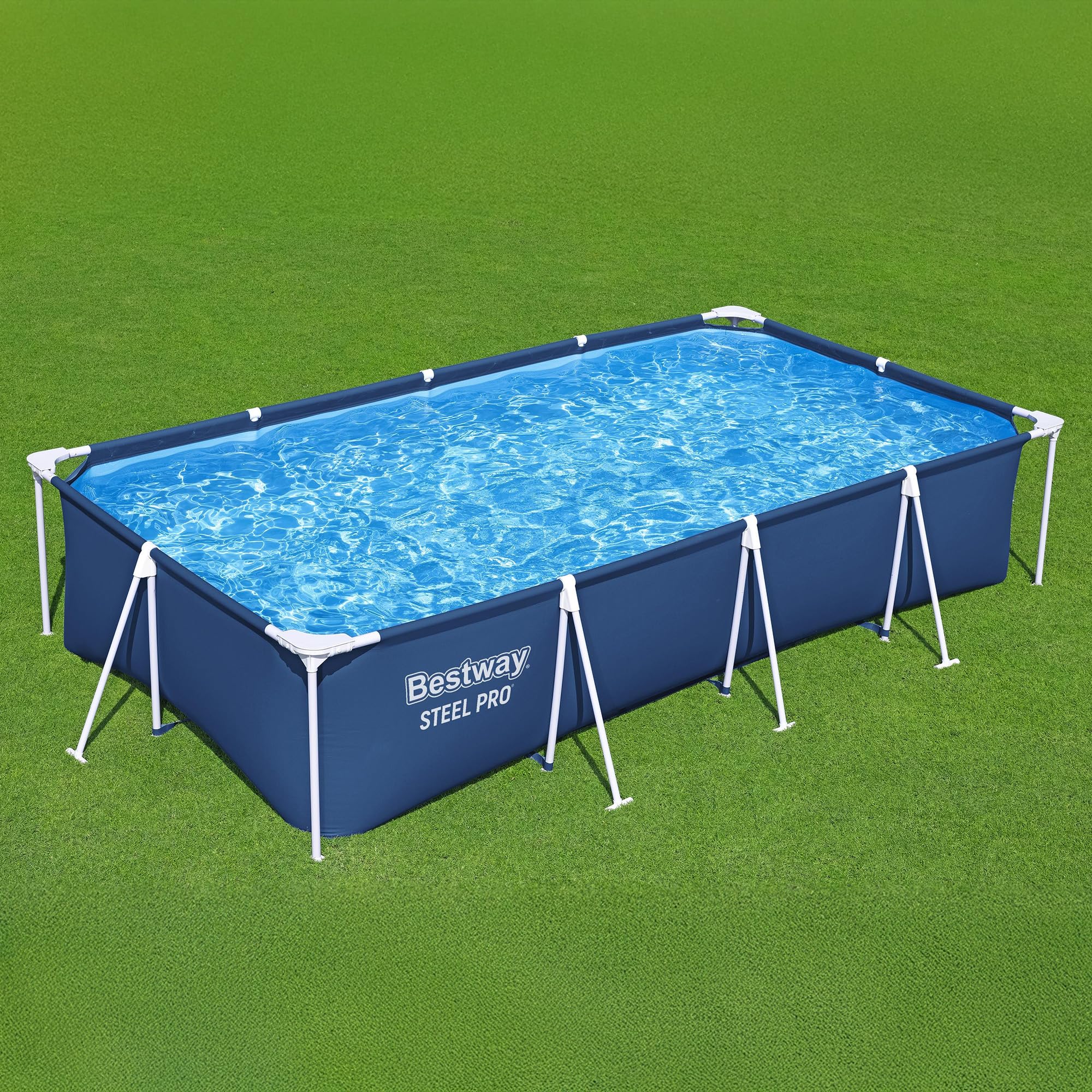Bestway Steel Pro 13ft x 32in Rectangular Above Ground Outdoor Pool - Heavy Duty Steel Frame, 1,506 Gallon Capacity, Durable Vinyl Liner, Blue - Perfect for Backyard Swimming, Family Fun, and Summer Relaxation