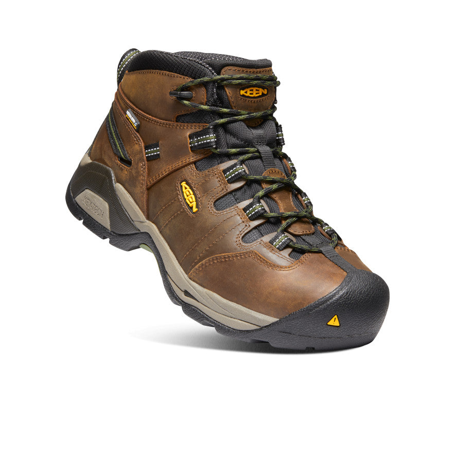 Men's Detroit XT Steel Toe Waterproof Work Boots - Cascade Brown/Bronze Green | Heavy Duty Construction, Slip Resistant | Ideal for Construction, Landscaping & Outdoor Work