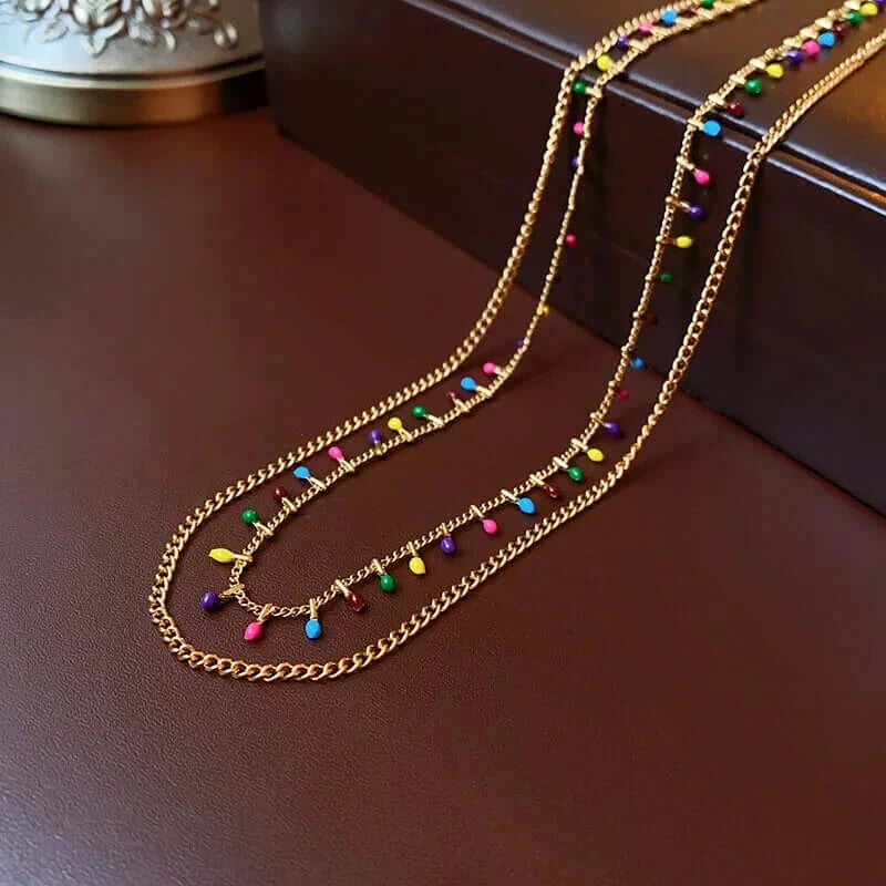 Stylish Titanium Multi-Strand Beaded Necklace for Women | HN3042 | Elegant Layered Jewelry for Parties, Weddings & Everyday Wear
