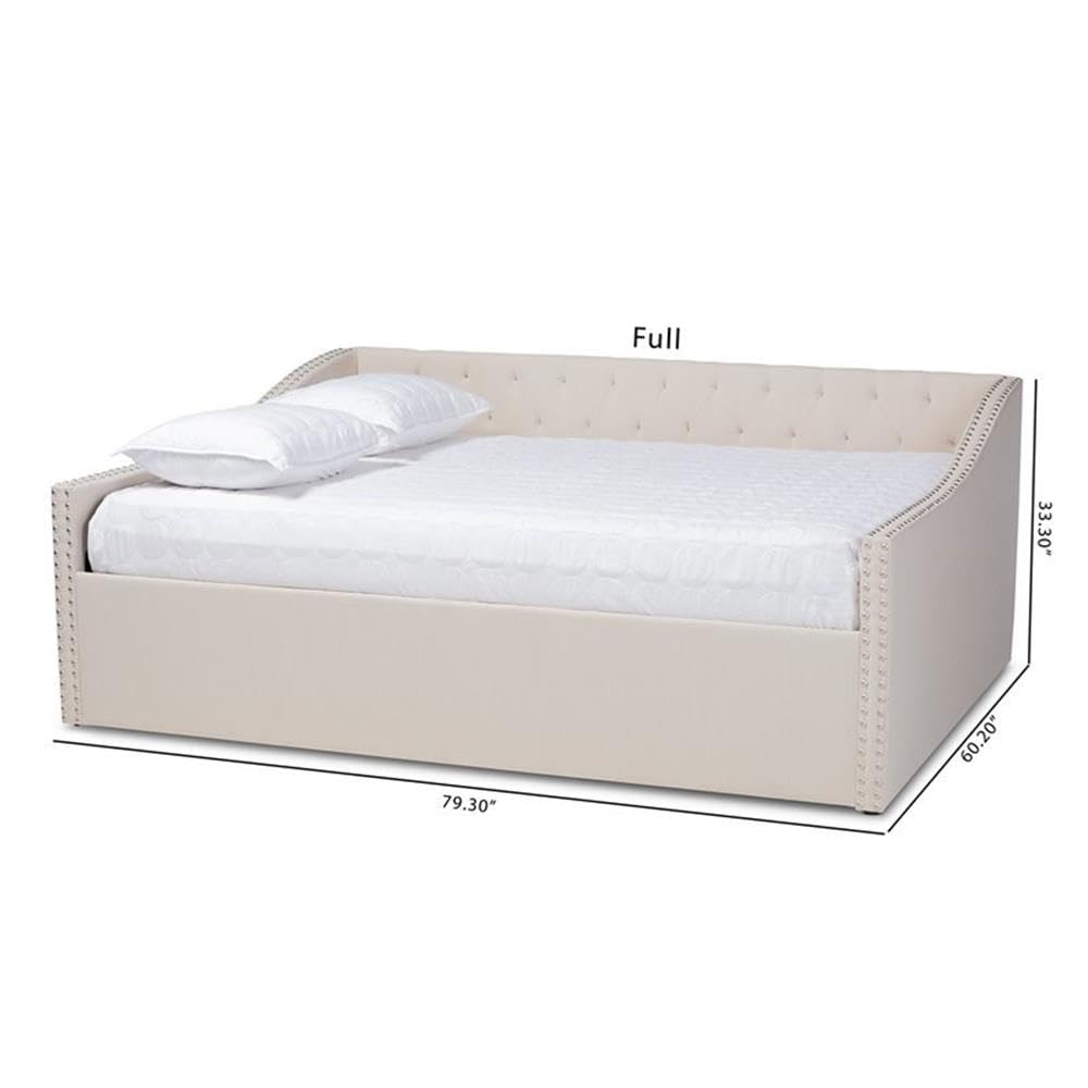 Baxton Studio Haylie Modern Beige Fabric Upholstered Queen Daybed - Contemporary Sofa Bed for Guest Room, Living Room & Small Spaces