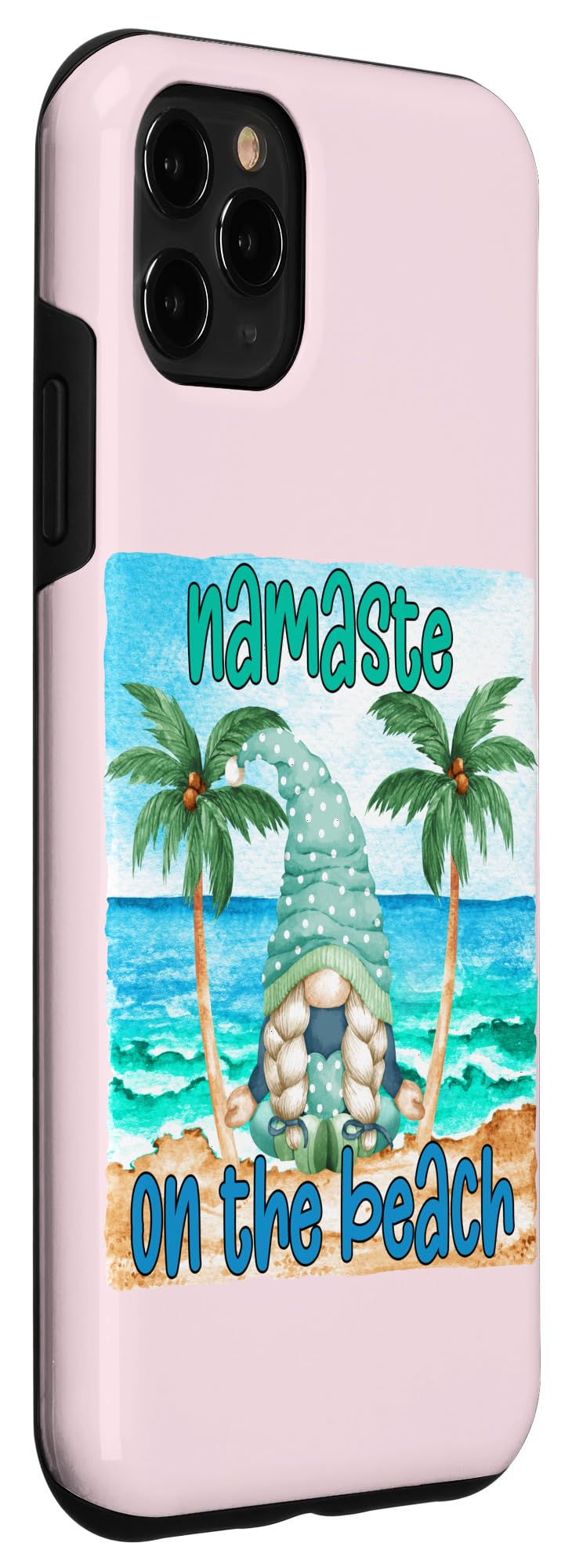 iPhone 11 Pro Max Funny Yoga Gnome Case - Cute Namaste at The Beach Phone Cover for Women - Perfect for Yoga Lovers, Beach Vacations & Gift Giving