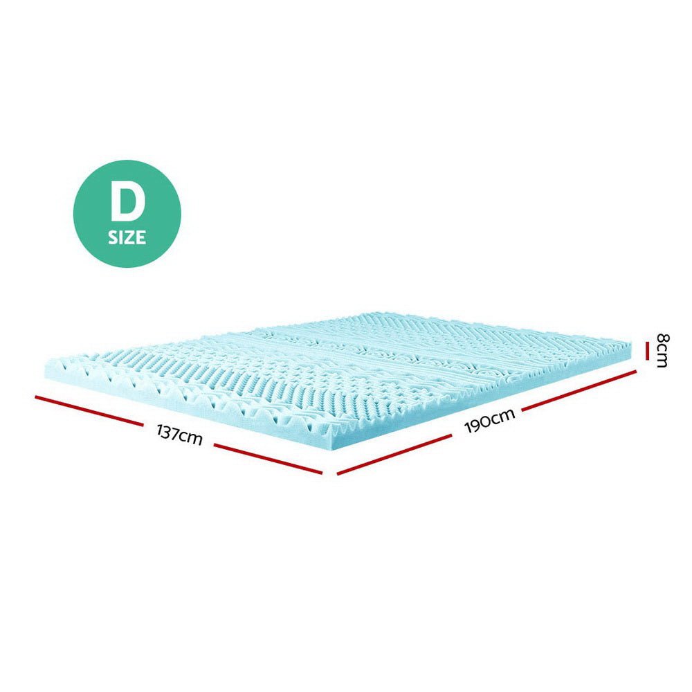 11-Zone Memory Foam Mattress Topper 8cm Double - Pressure Relief & Back Support for Side, Back & Stomach Sleepers | Perfect for Guest Beds & Dorm Rooms