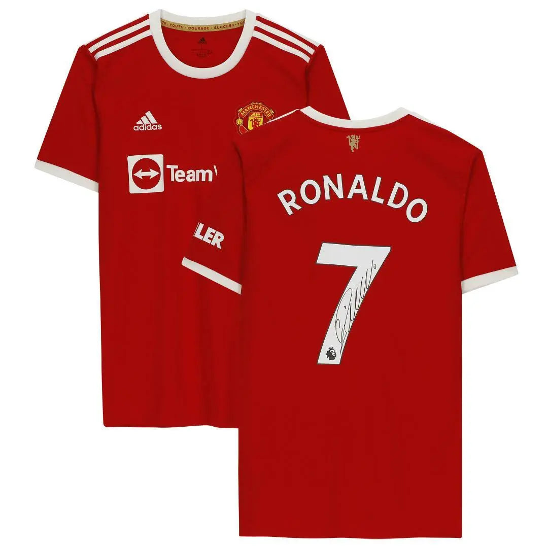 Cristiano Ronaldo Manchester United Authentic Autographed 2021 Adidas Red Jersey - Perfect for Football Fans, Collectors & Game Day Outfits