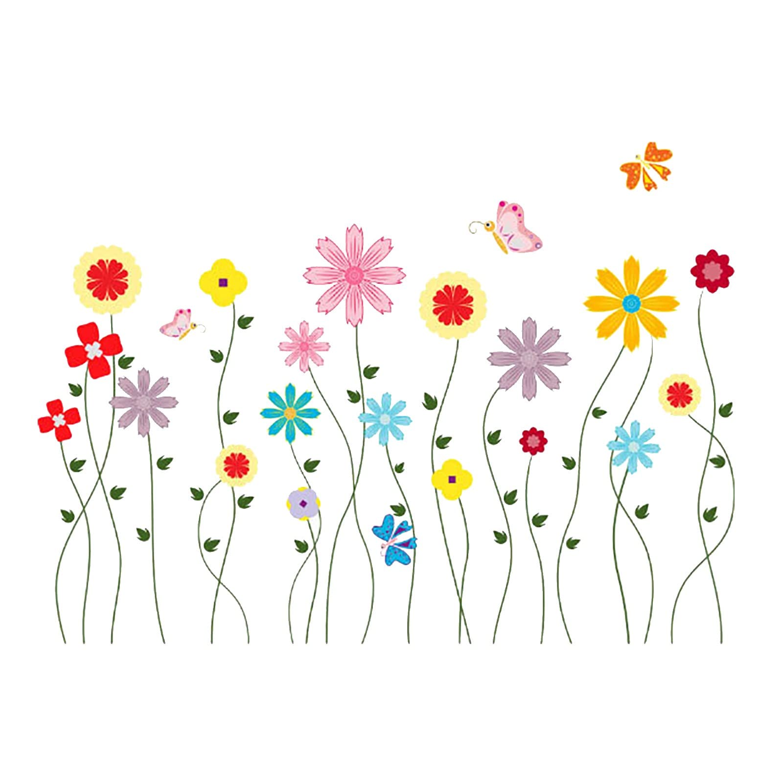 Spring Summer Garden Flowers & Butterflies Wall Decals - Plant Decor for Living Room, Bedroom Wall Art Stickers - Home Decor Gifts for Housewarming, Wedding, Birthday (Perfect for Nursery, Office & Dorm Room Decor)