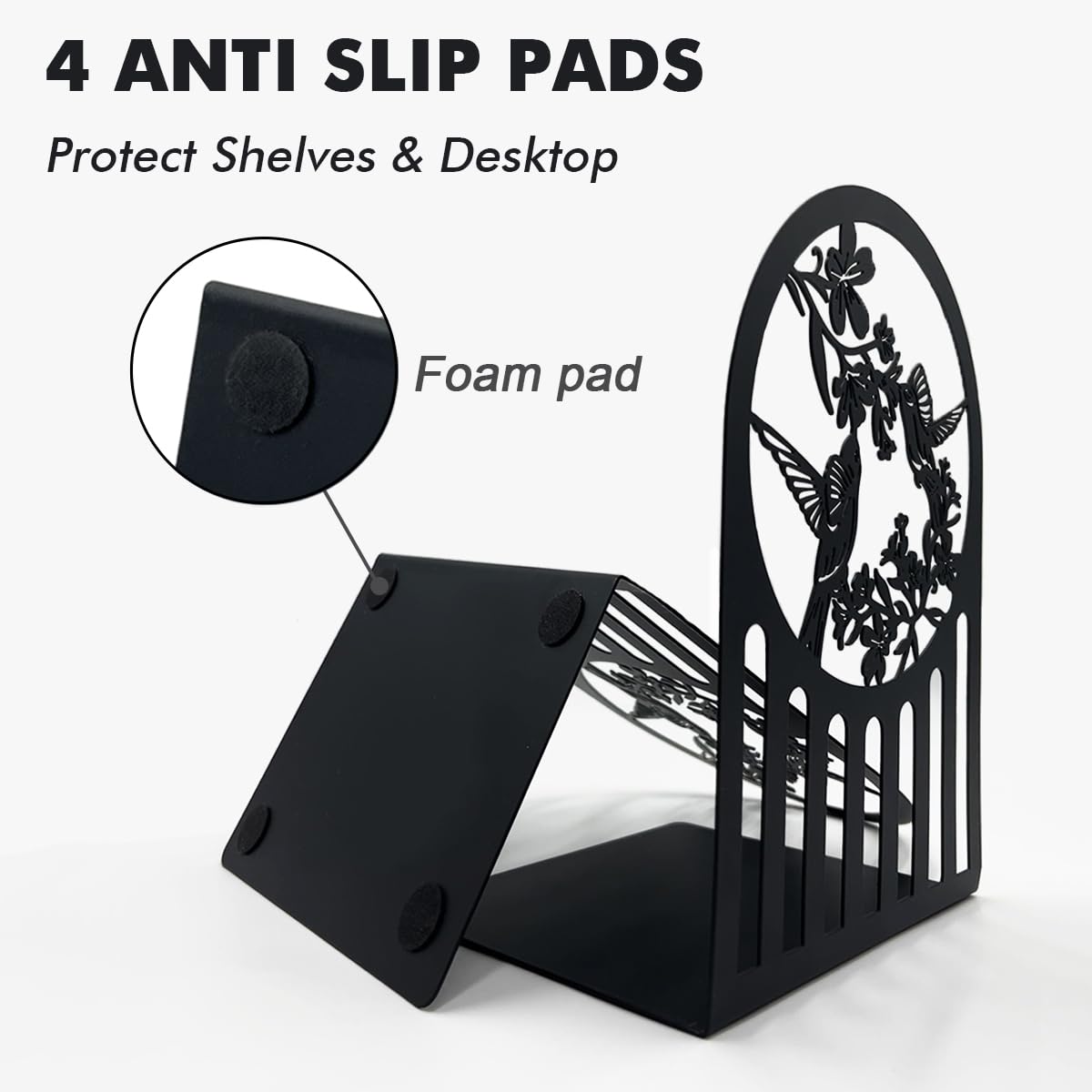 Decorative Bookends for Heavy Books - Non-Skid Shelf Holder for Office & Home