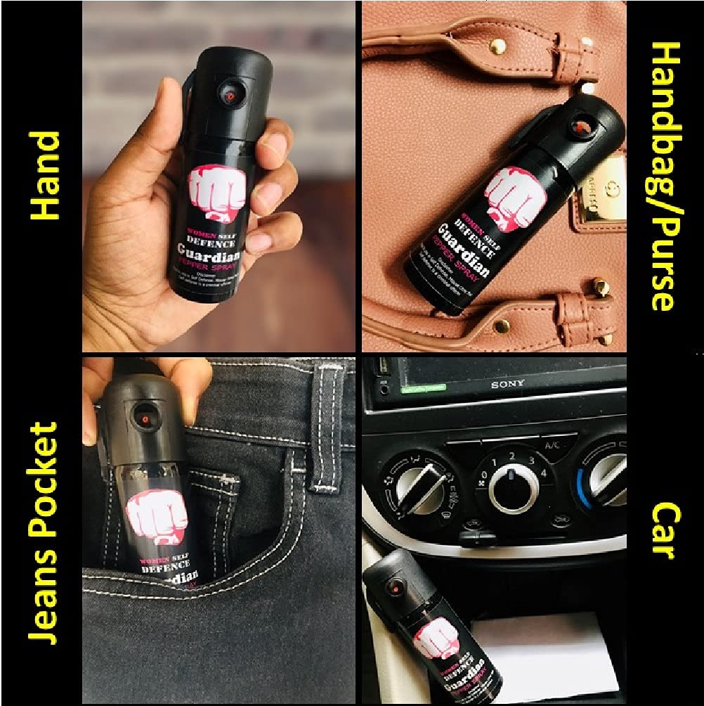 GUARDIAN Pepper Spray for Women - 55ml Self Defense Spray for Personal Safety & Protection (Pink & Black, 60g) - Perfect for Jogging, Night Walks & Emergency Situations