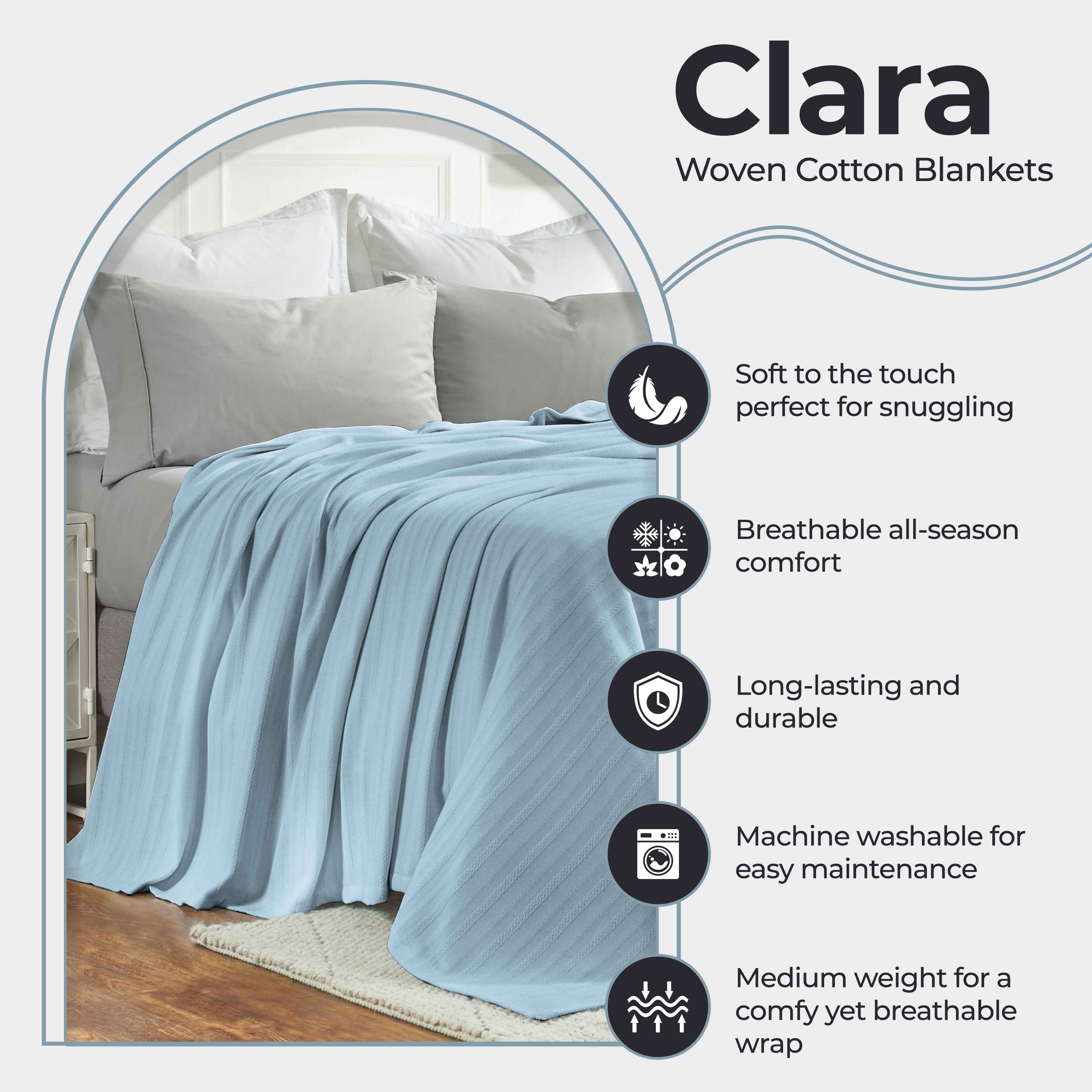 Soft Clara Cotton Textured Striped Lightweight Woven Blanket - Perfect for Sofa, Bed & Outdoor Picnics