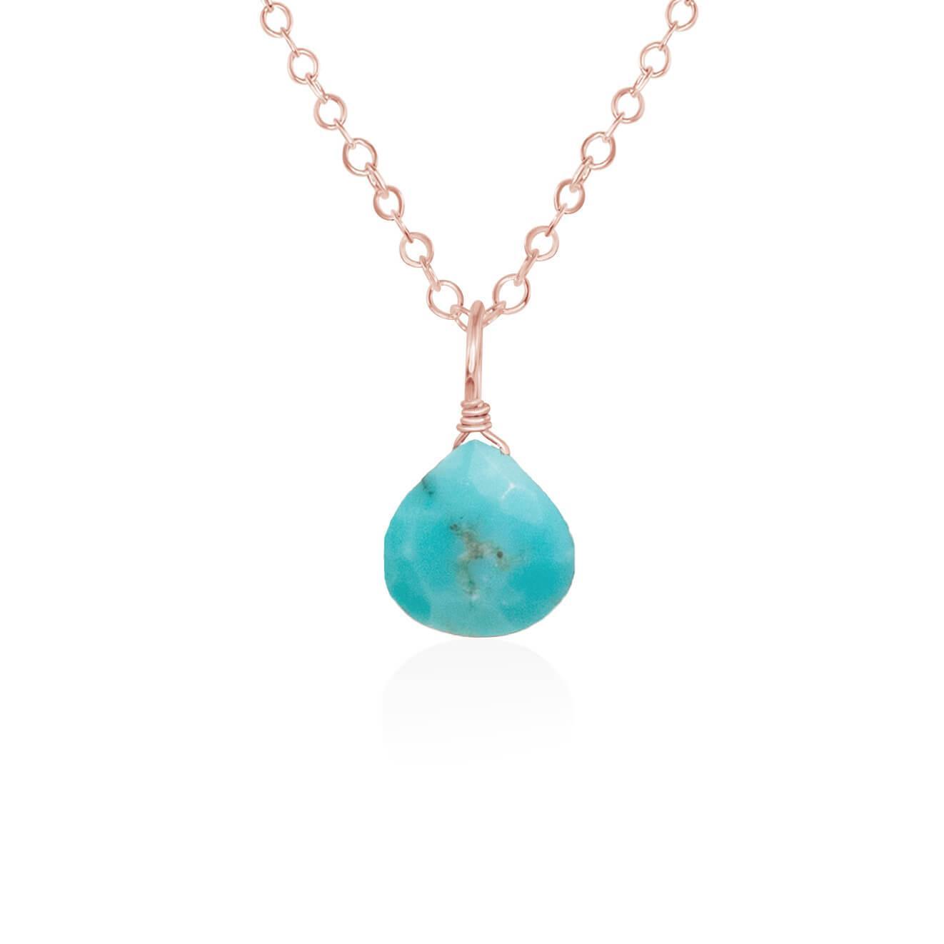 Tiny Turquoise Teardrop Crystal Pendant Necklace - Elegant Dainty Jewelry for Women, Perfect for Everyday Wear, Parties & Gifts