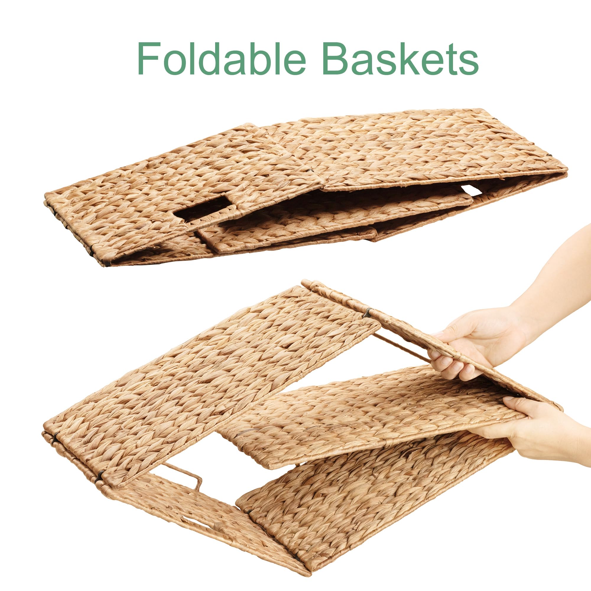 Extra Large Woven Hyacinth Wicker Storage Baskets with Sturdy Iron Wire Frame - 16.1