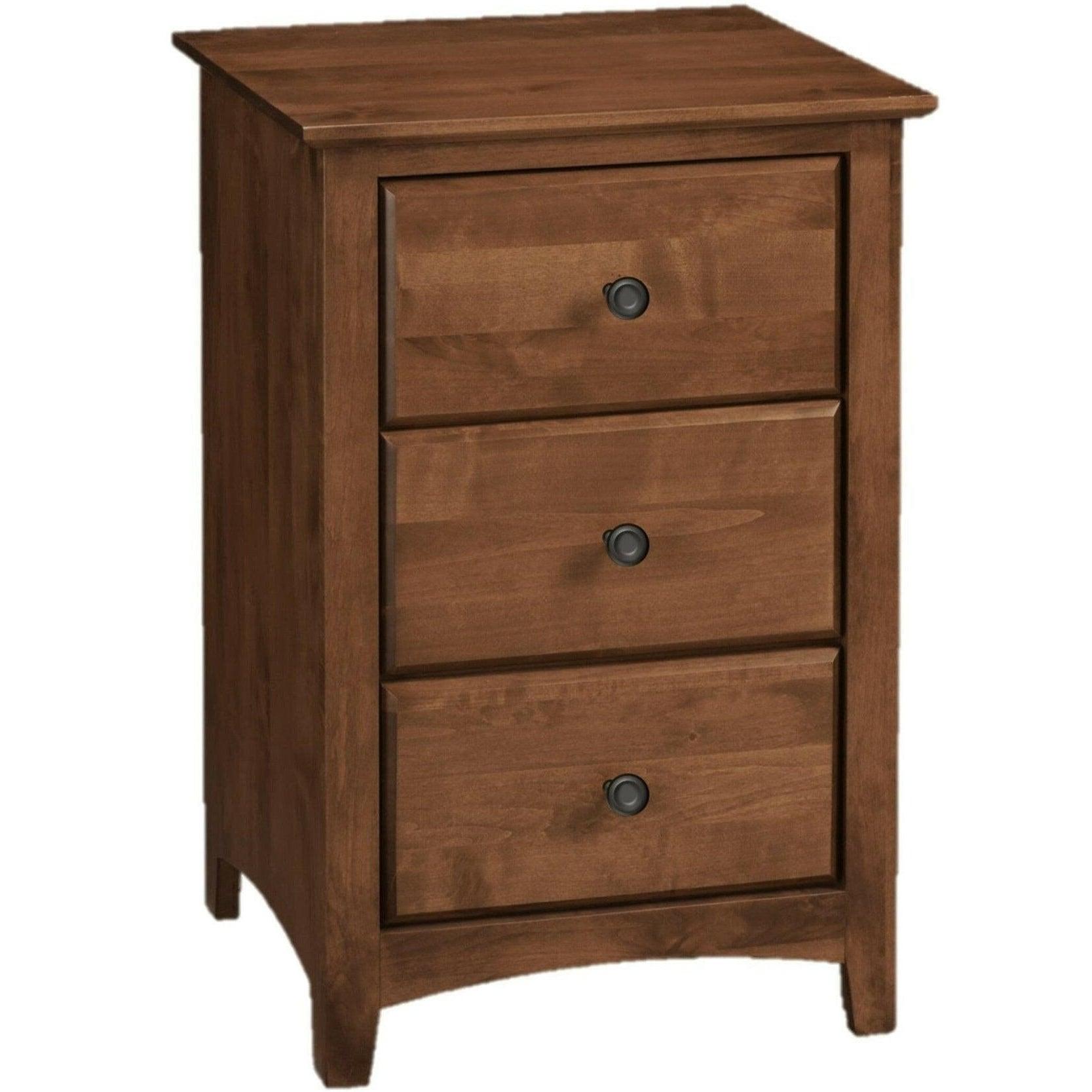 Tuscan Brown Nightstand with Shaker Style - Solid Wood Bedside Table for Bedroom, Living Room, or Office - Model 6123XT