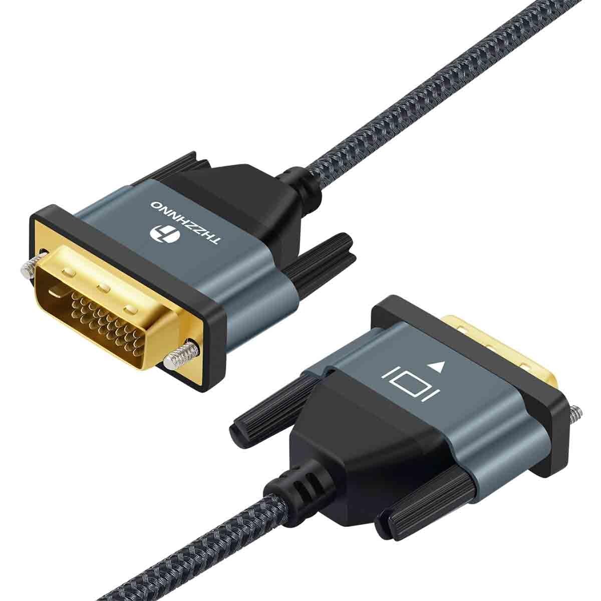 Premium DVI to DVI Cable 3.3FT - 24+1 Pin Gold-Plated DVI-D Male to Male Cable with Braided Nylon - Supports 2560x1600 & 1080P High Resolution - Perfect for Gaming PCs, Laptops, Monitors, Home Theater & Office Workstations