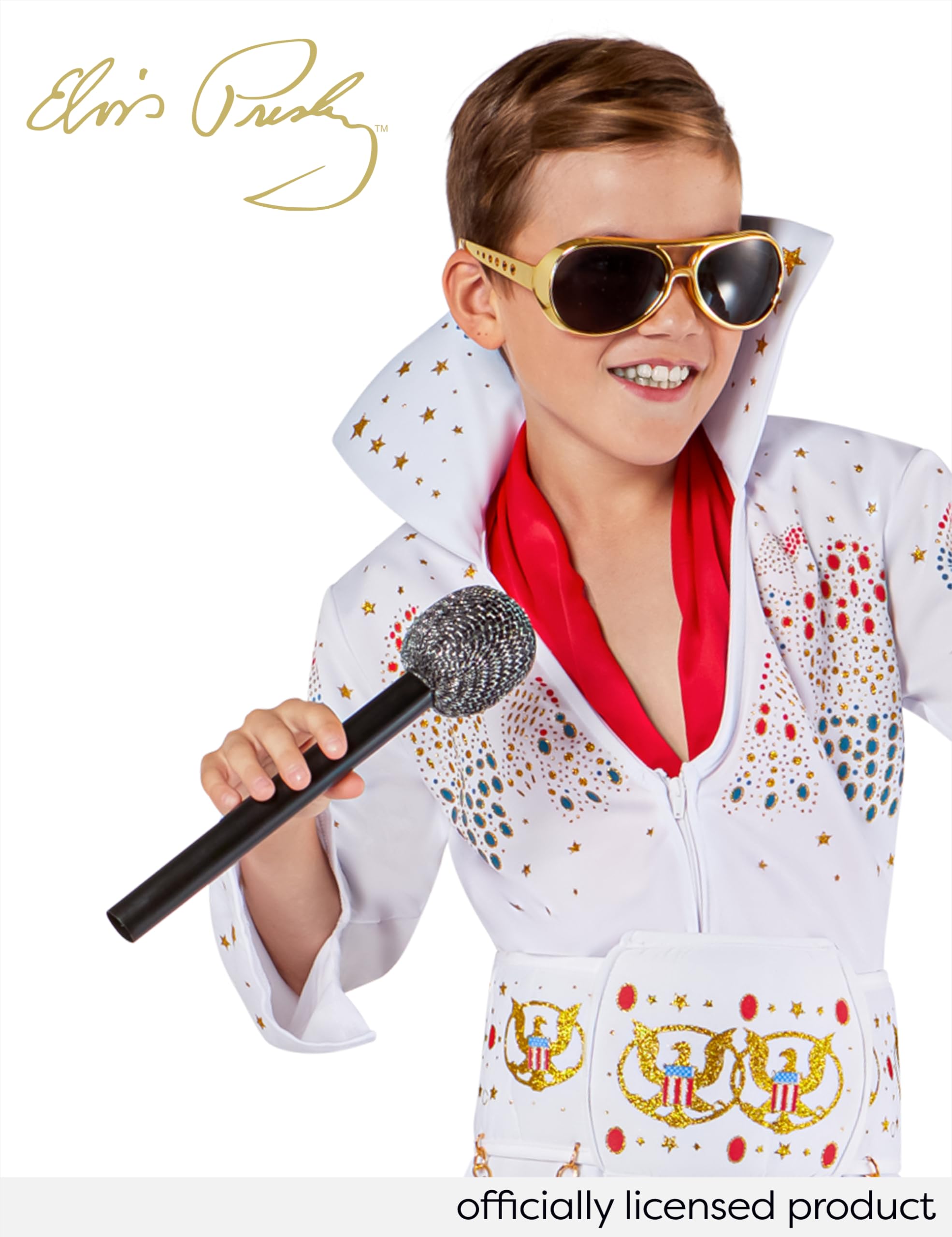 Rubies Child's Deluxe Elvis Costume - Kids Elvis Presley Halloween Outfit with Jumpsuit & Belt - Perfect for Halloween Parties, Dress-Up & Cosplay