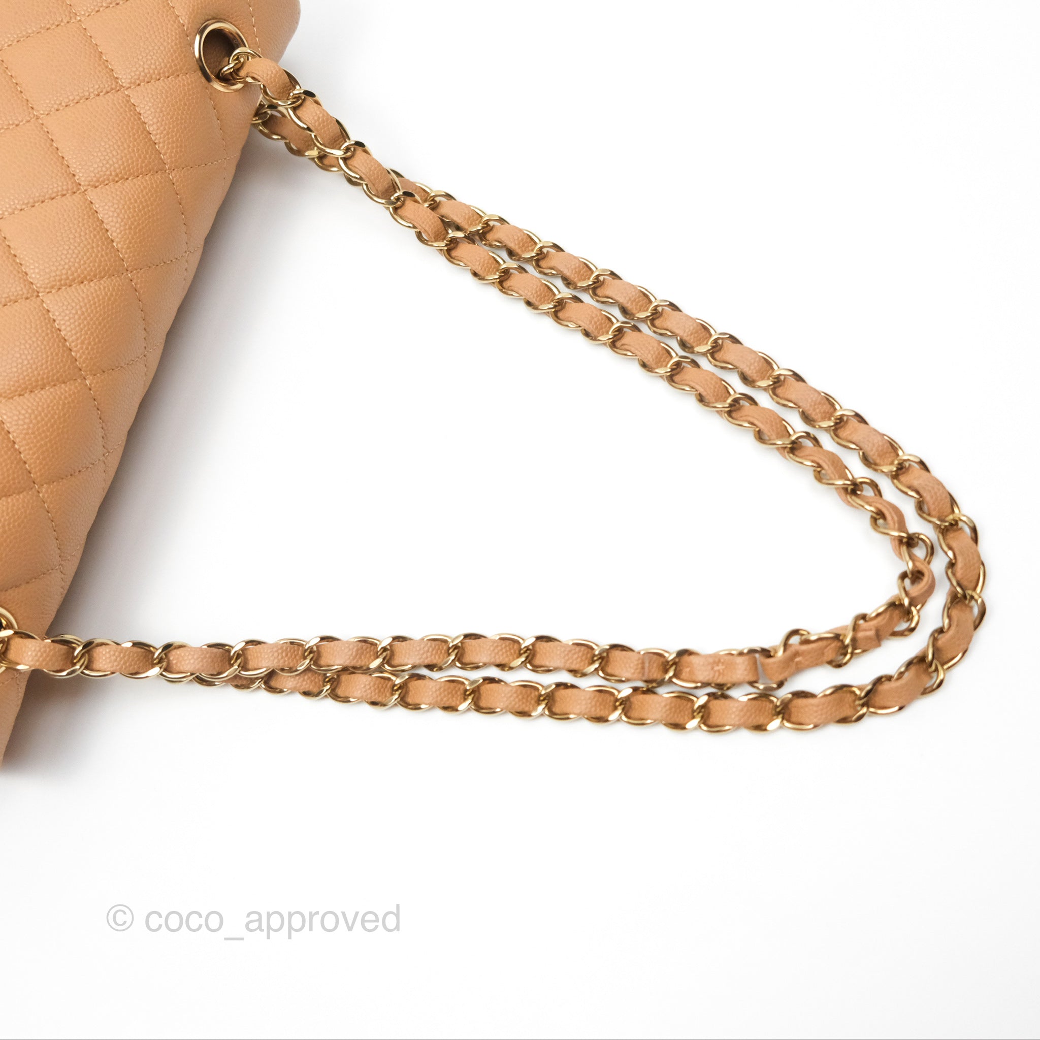 Chanel Classic Medium Double Flap Bag Quilted Beige Caviar Leather with Gold Hardware - Perfect for Work, Evening Events & Luxury Fashion Collection