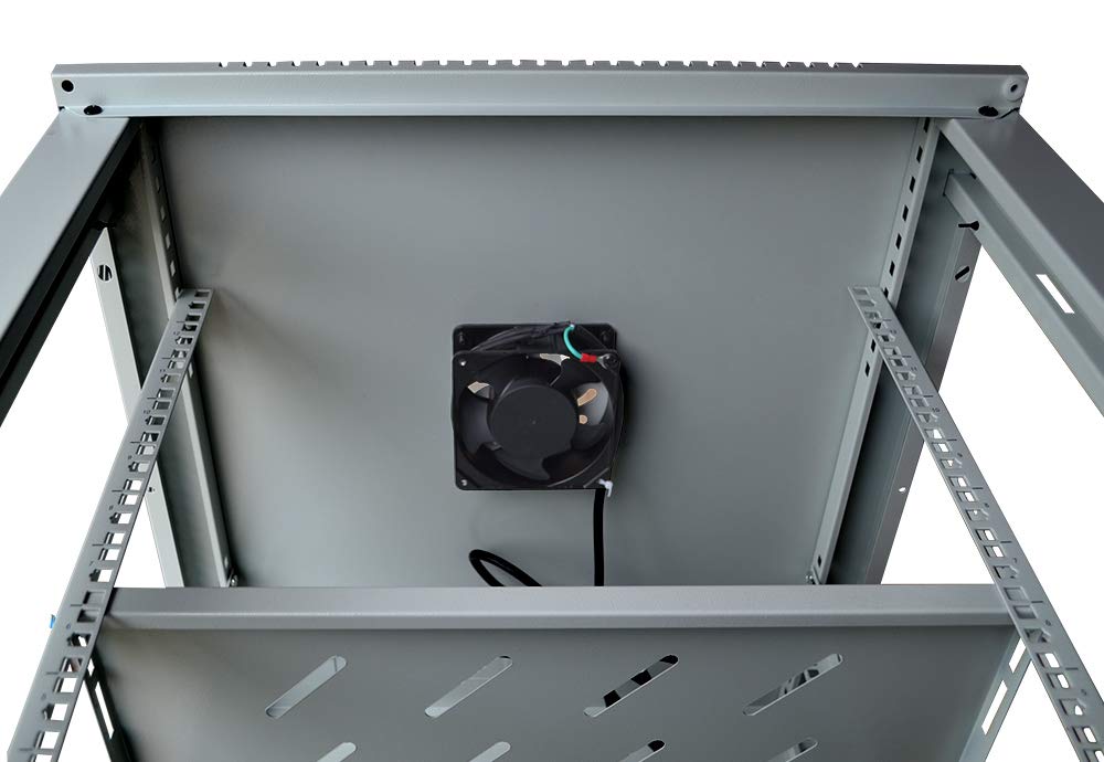 6U Wall Mount Server Rack Cabinet - Secure Locking Network & AV Equipment Enclosure for Electronics, Data, Audio Video - Includes Legs, Power Strip, Shelf & Cooling Fan - 24-Inch Deep (Light Grey) - Perfect for Home Office, Data Centers & Professional AV Installations