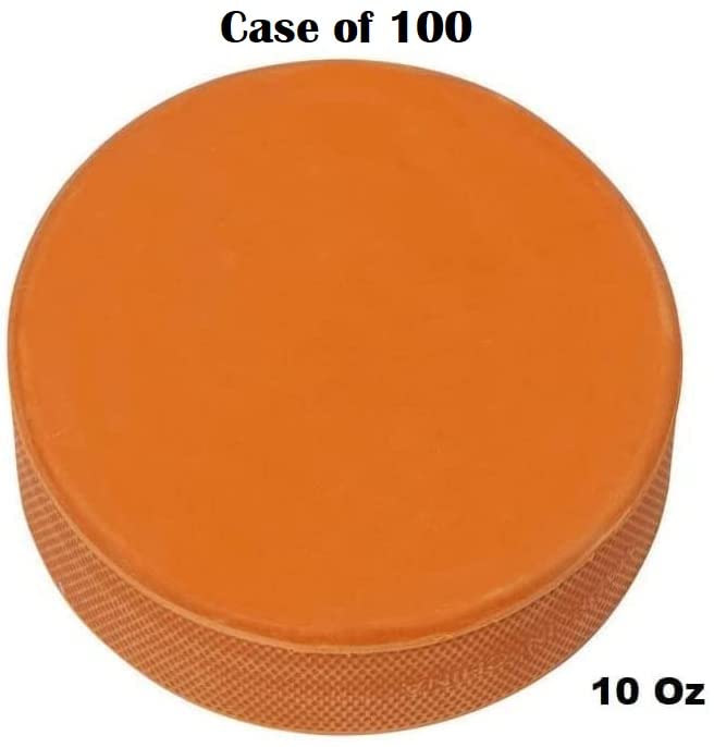 TronX 100-Pack Orange Weighted Training Hockey Pucks (10 oz) - Bulk Ice Hockey Practice Pucks for Shooting, Stickhandling & Goaltender Drills - Perfect for Team Training & Backyard Hockey Practice