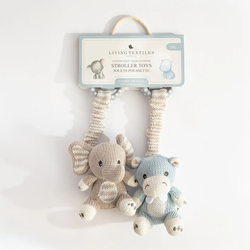 Baby Stroller Toys - Cute Elephant & Hippo Plush Hanging Toys for Newborns & Infants | Perfect for Car Seat, Crib, and Stroller Entertainment