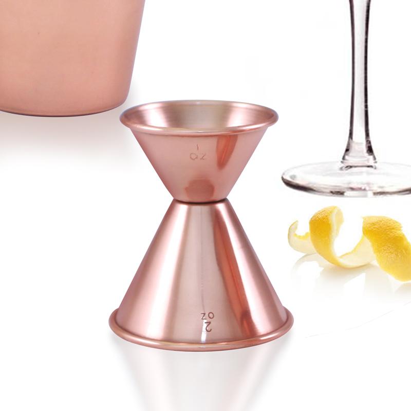 BarConic® Professional Double Sided Jigger with Copper Plating - 1oz & 2oz Cocktail Measuring Cup for Bartenders & Home Mixologists - Perfect for Crafting Martinis, Margaritas & Whiskey Cocktails