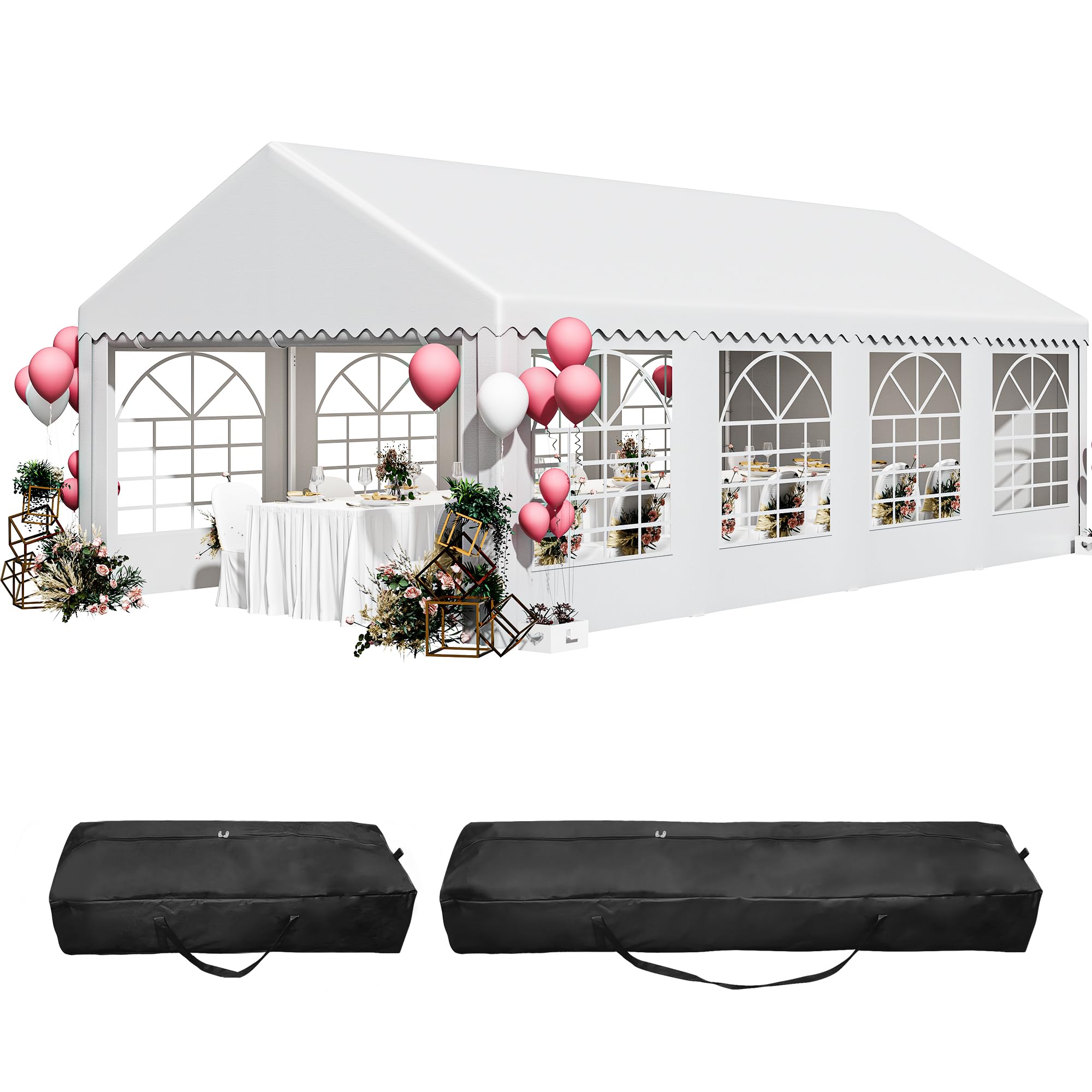 YITAHOME 13x26FT Heavy Duty PVC Party Tent - White Wedding & Event Shelter with Upgraded Galvanized Frame, Removable Sidewalls & 2 Storage Bags (600D Oxford Commercial Grade) - Perfect for Outdoor Weddings, Birthday Parties, Farmers Markets and Backyard Gatherings