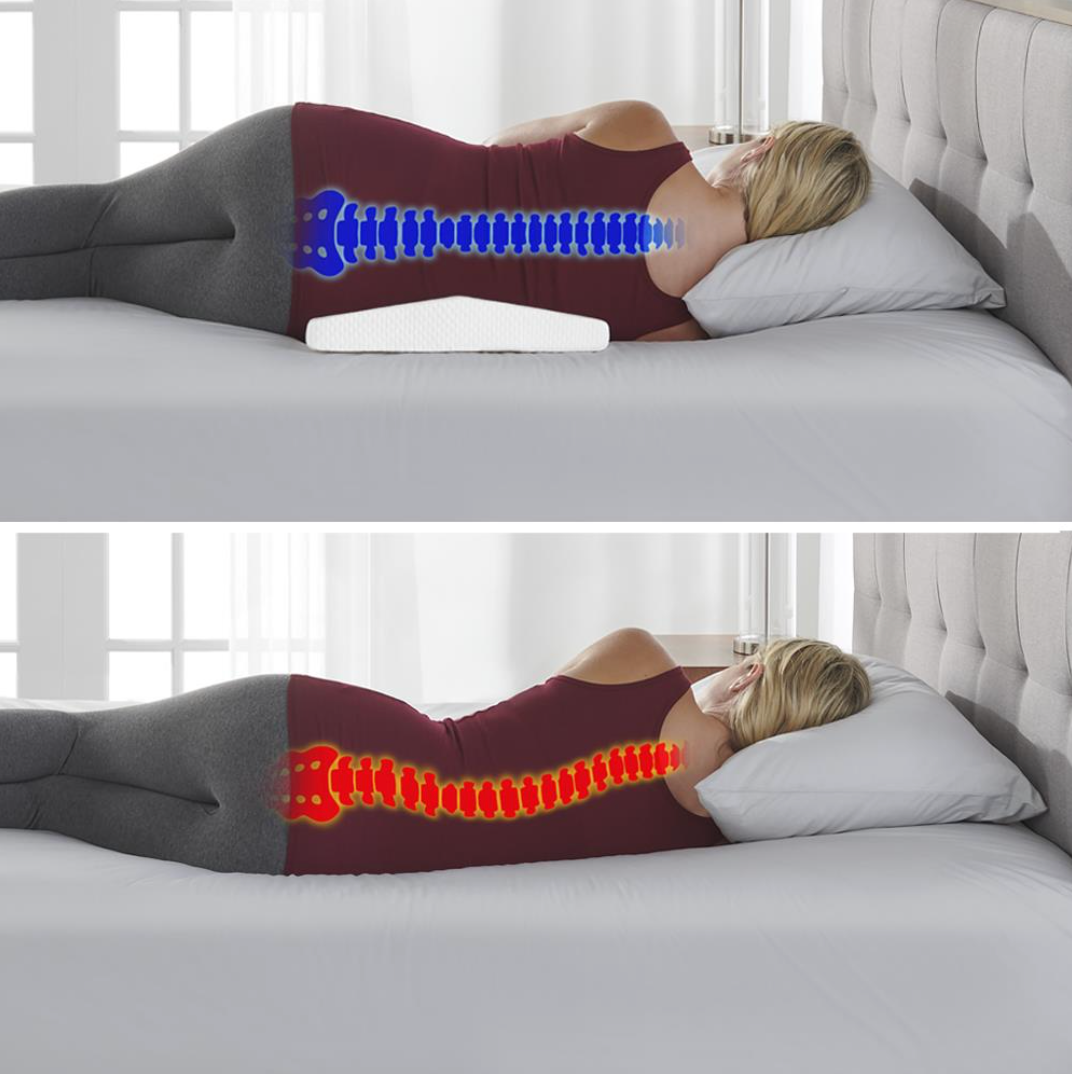 Orthopedic Lumbar Wedge Pillow for Back Pain Relief - Memory Foam Support Cushion for Office Chair, Car Seat, and Home Use