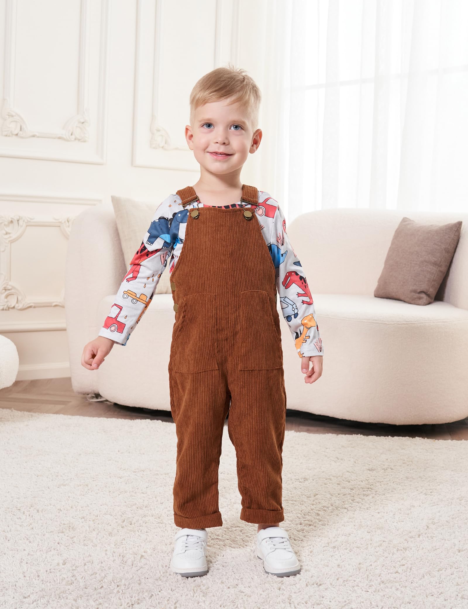 Baby Boy Winter Clothes Set - Long Sleeve Top & Suspender Pants Outfit for Infants & Toddlers | Warm & Stylish Winter Wear for Playdates & Holiday Photos