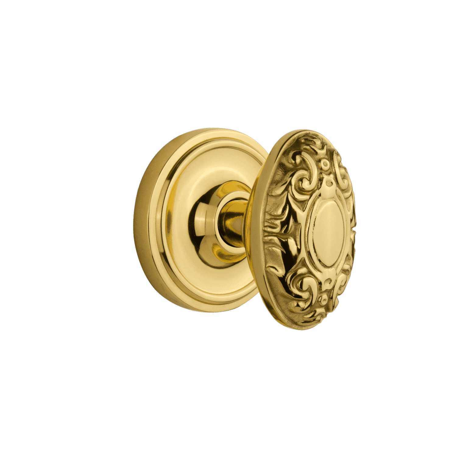 Classic Rosette with Victorian Knob in Unlacquered Brass - Vintage Brass Door Hardware for Traditional Home Decor - Perfect for Victorian Style Doors, Cabinets, and Furniture Restoration