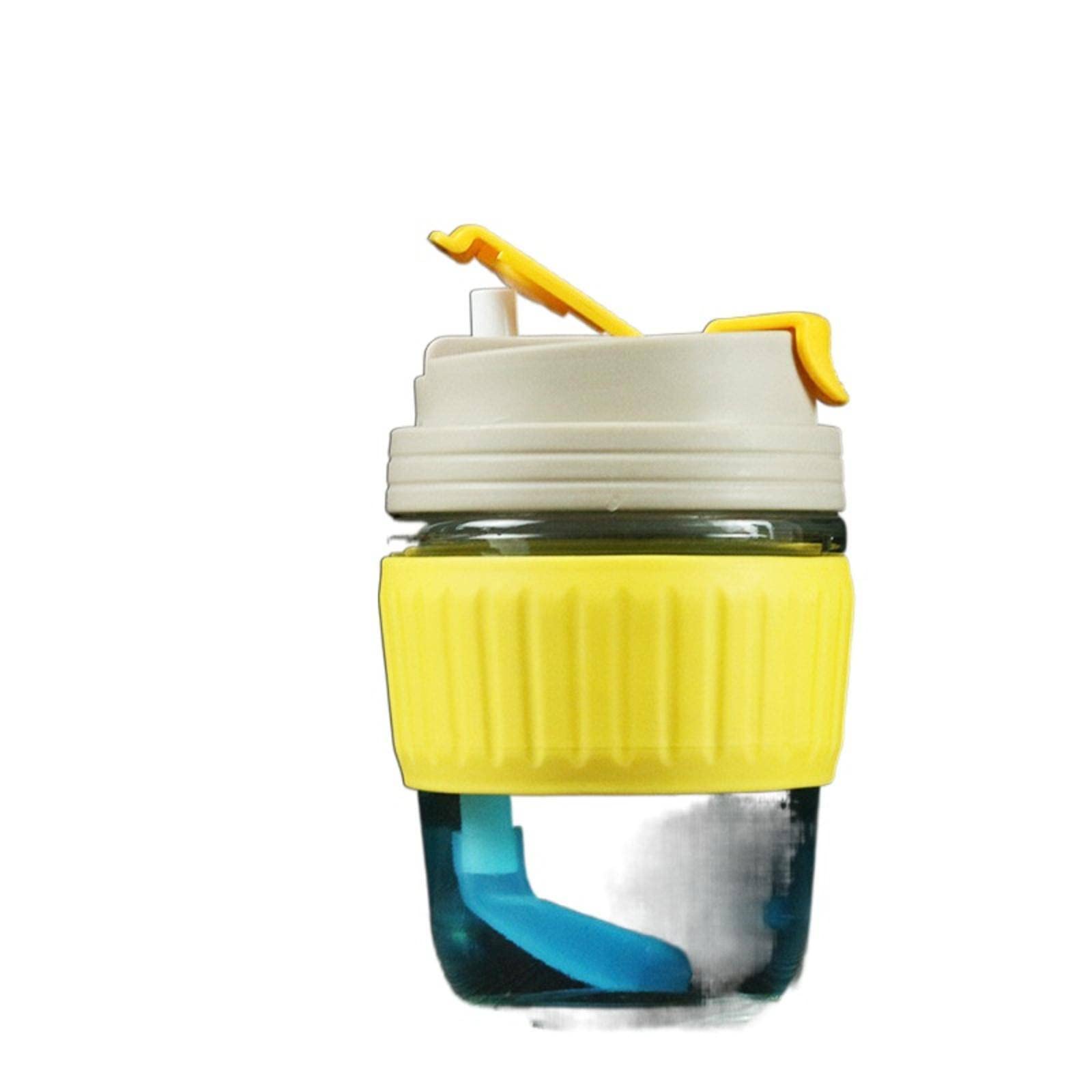 Eco-Friendly Portable Glass Straw Cup - Large Capacity Double Wall Insulated for Coffee, Tea, Milk - BPA Free Reusable Travel Tumbler (Perfect for Office, Gym, Camping & Outdoor Activities)