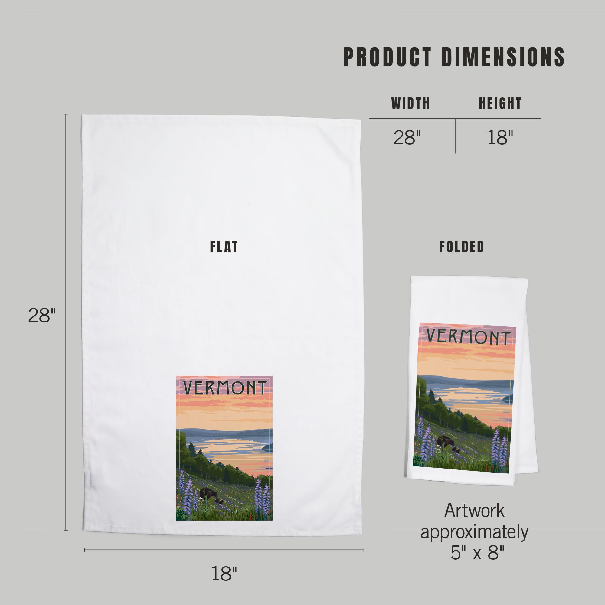 Lantern Press Vermont Lake and Bear Family 100% Cotton Tea Towel - Decorative Hand Towel for Kitchen, Home Decor, Housewarming Gift (Perfect for Farmhouse, Cabin, or Rustic Themed Kitchens)