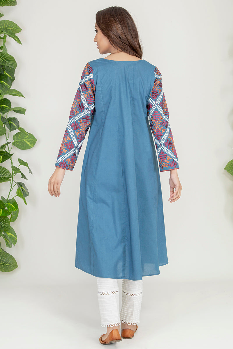 Iris Navy Blue Dress - Elegant Floral Print Women's Dress for Casual Wear, Party & Special Occasions