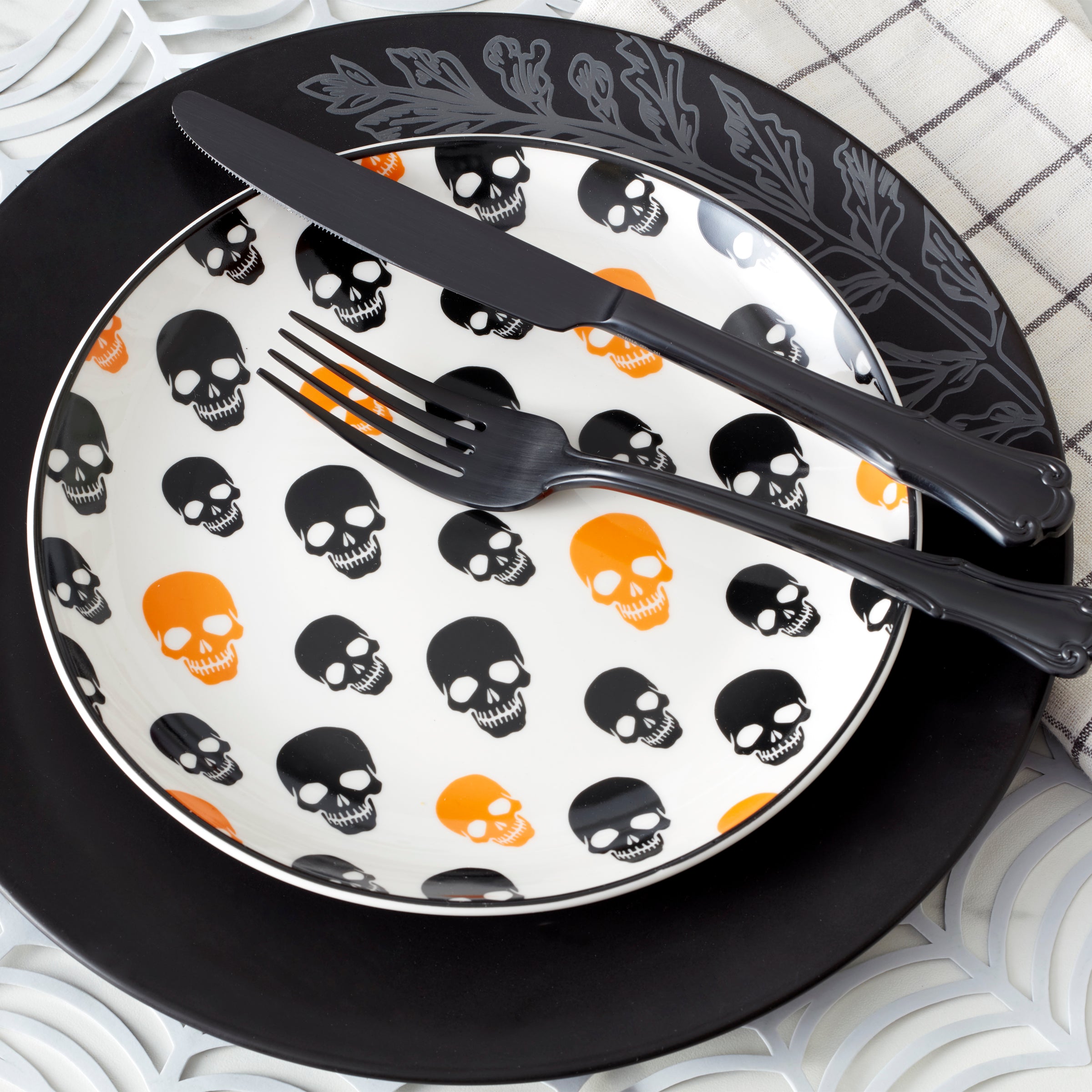 Roseto Charcoal 12-Piece Dinnerware Set - Porcelain Plates, Bowls & Mugs for Family Dining, Dinner Parties & Restaurant Use